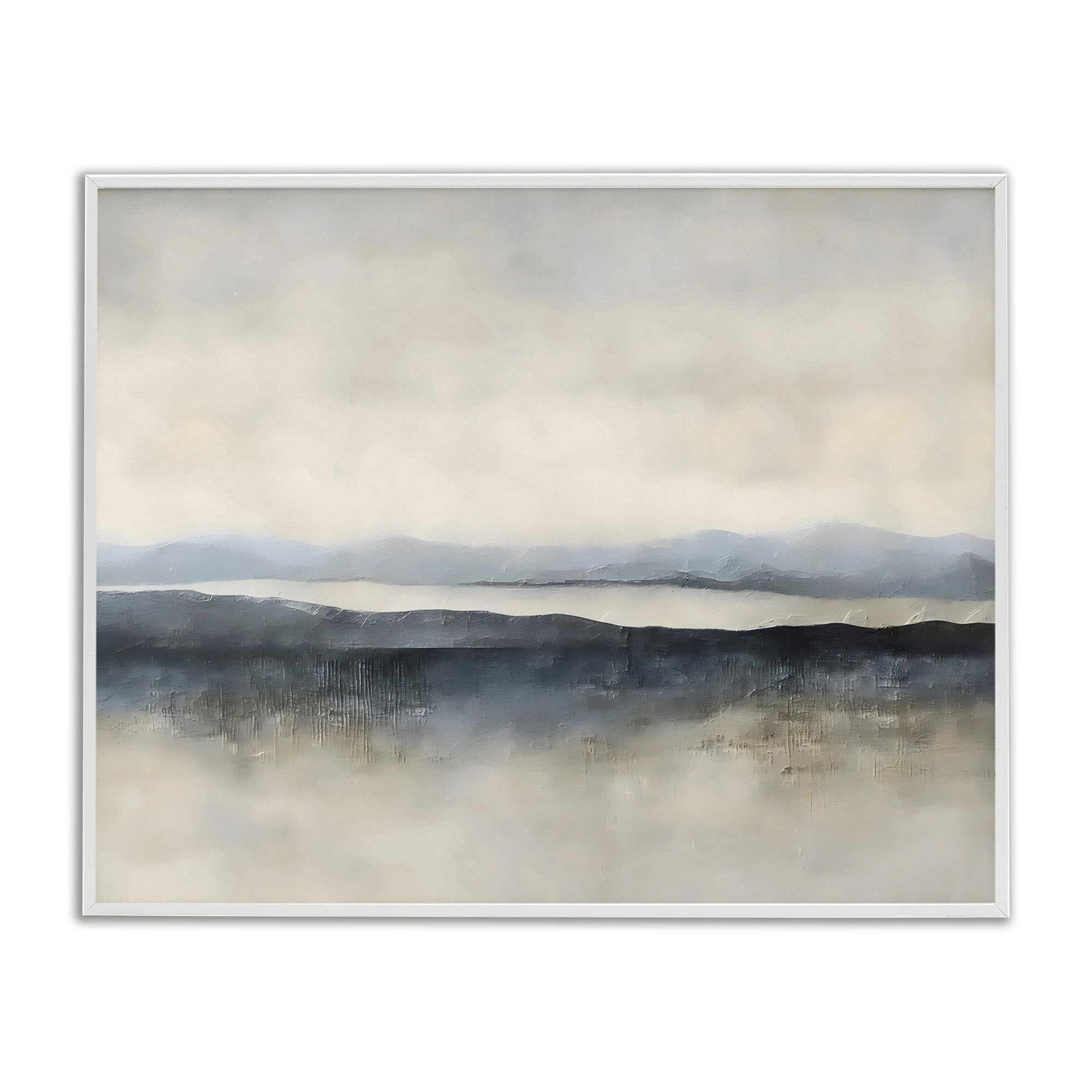 Stupell Industries Misty Muted Horizon White Framed Giclee Art, design by Riley B