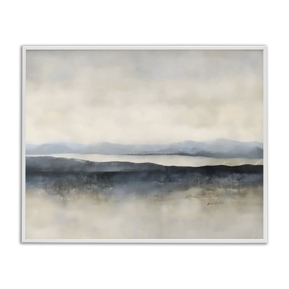 Stupell Industries Contemporary Misty Muted Horizon White Framed Giclee Art, 14 x 11, by Riley B
