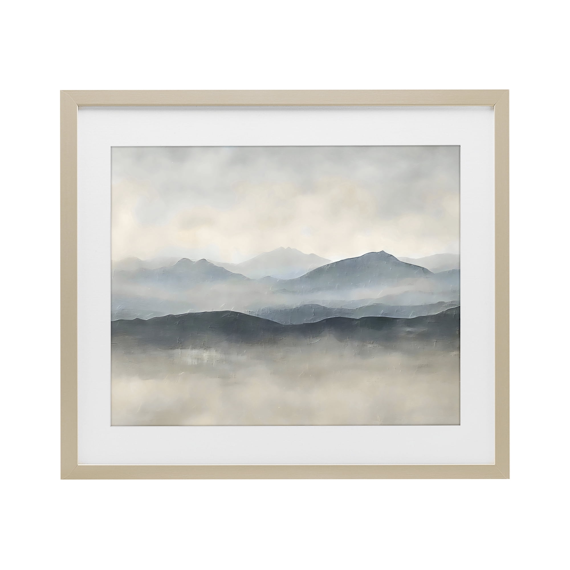 Stupell Industries Misty Muted Mountainscape Birch Framed Print Under Glass, design by Riley B