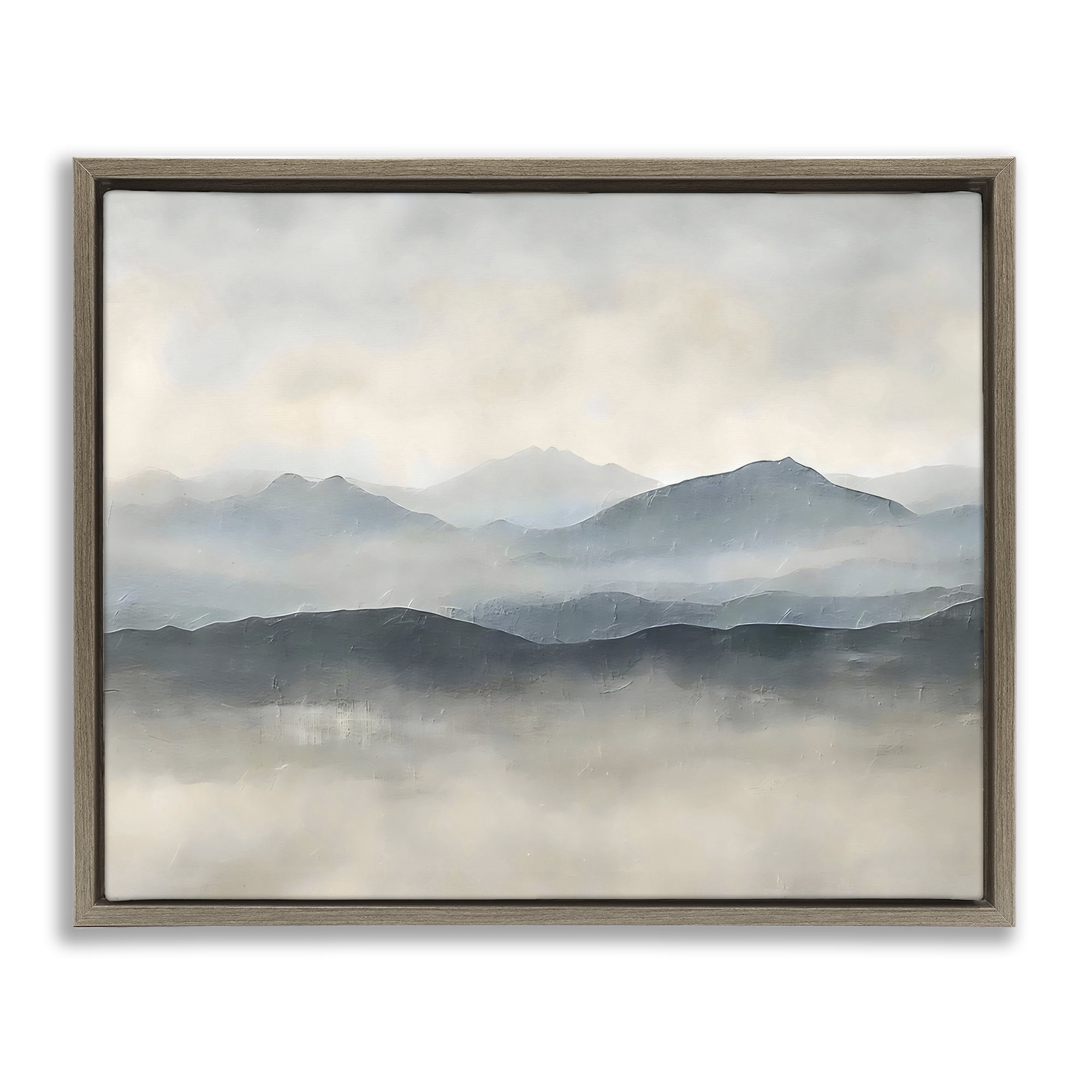 Stupell Industries Misty Muted Mountainscape Brown Framed Floater Canvas Wall Art, design by Riley B