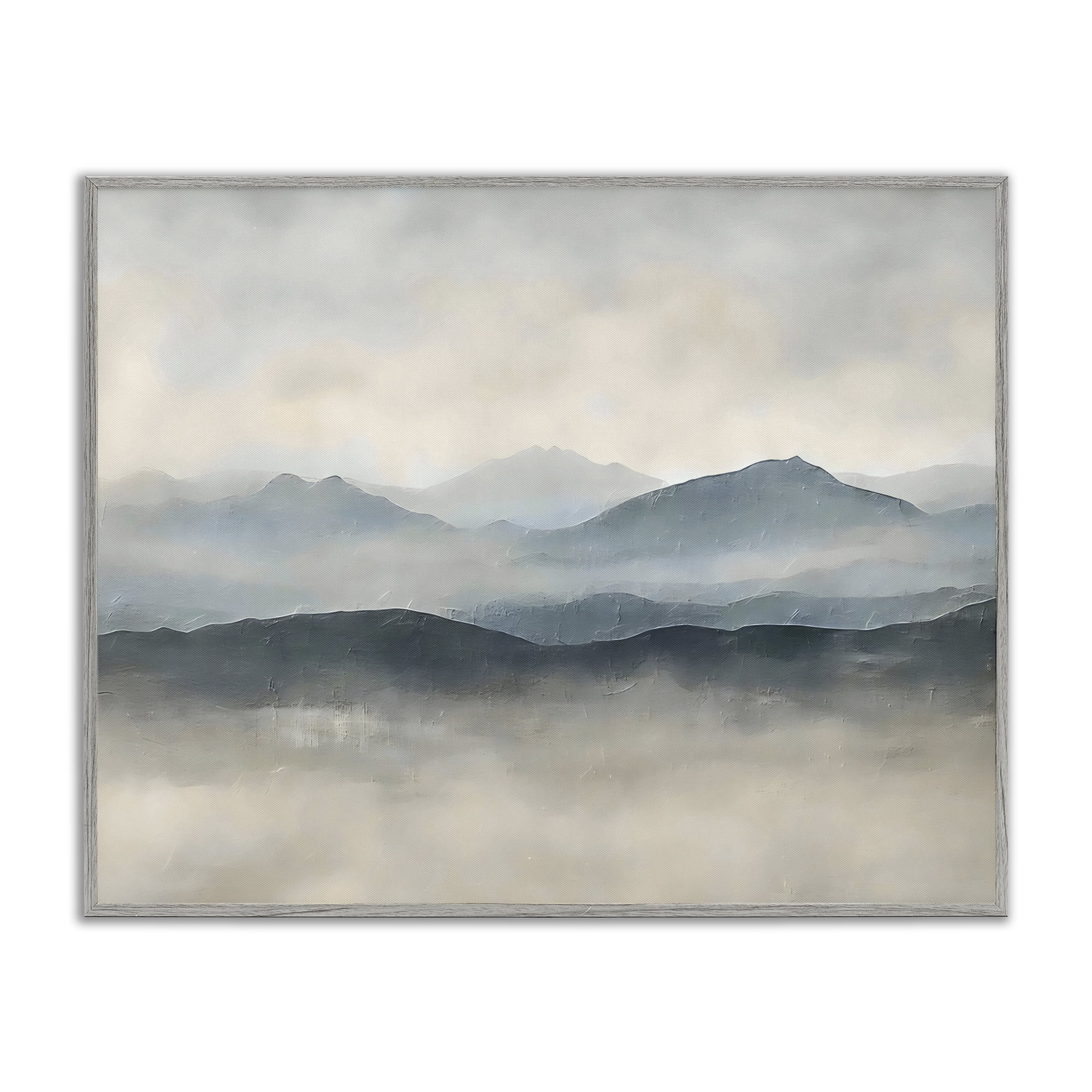 Stupell Industries Misty Muted Mountainscape Gray Framed Giclee Art, design by Riley B