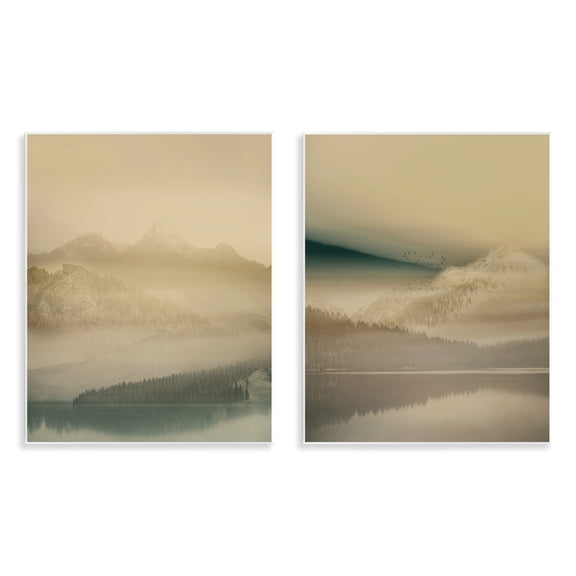 Stupell Industries Misty Nature Awakening 2 Piece Wall Plaque Art Set design by Gemma Bardot, 14 x 11