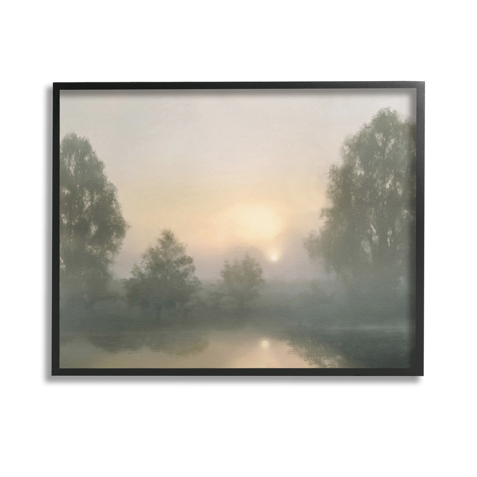 Misty Pond Reflection Black Framed Landscape Print, 14 x 11