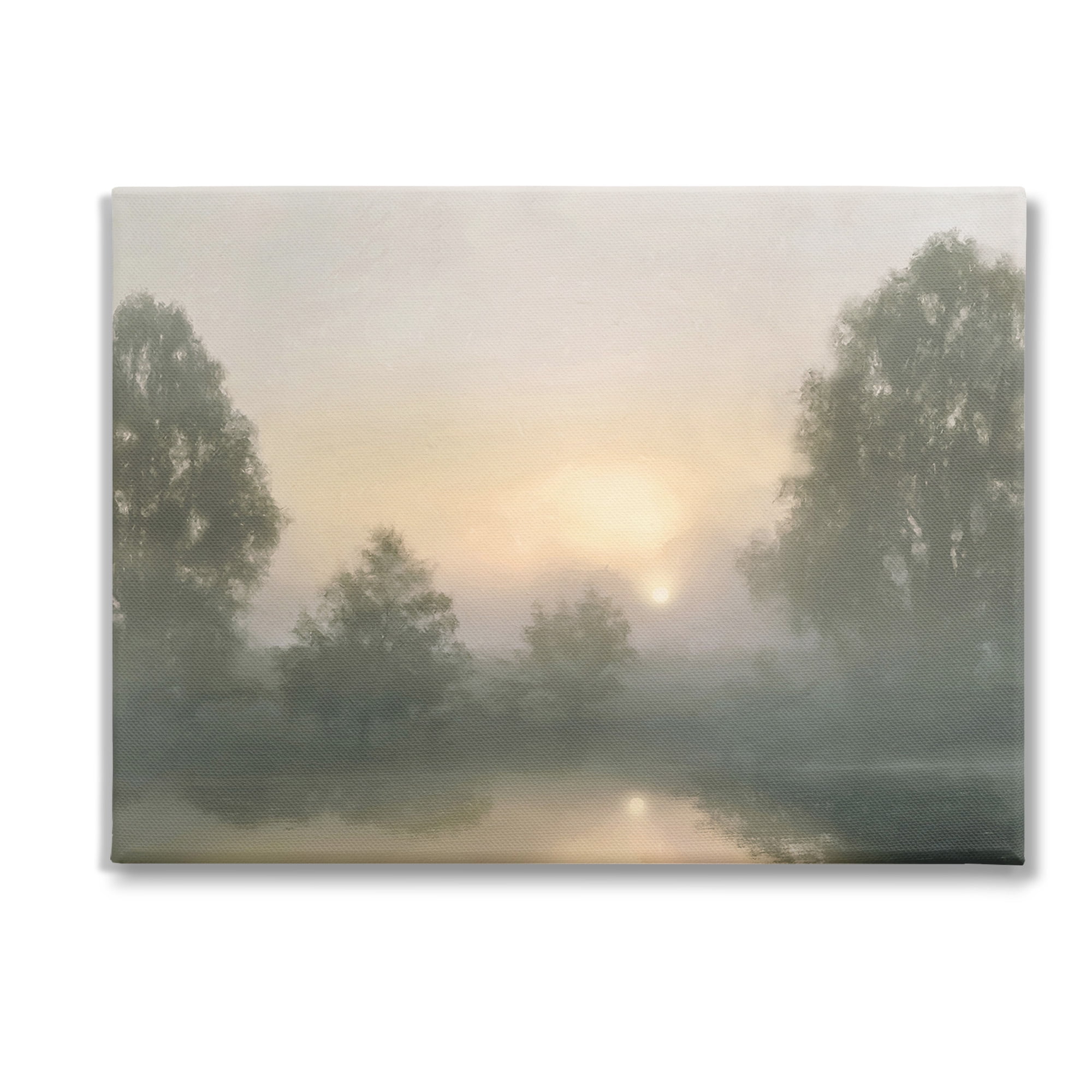 Stupell Industries Misty Pond Reflection Landscape Photography Gallery Wrapped Canvas Art Print Wall Art, 40 x 30