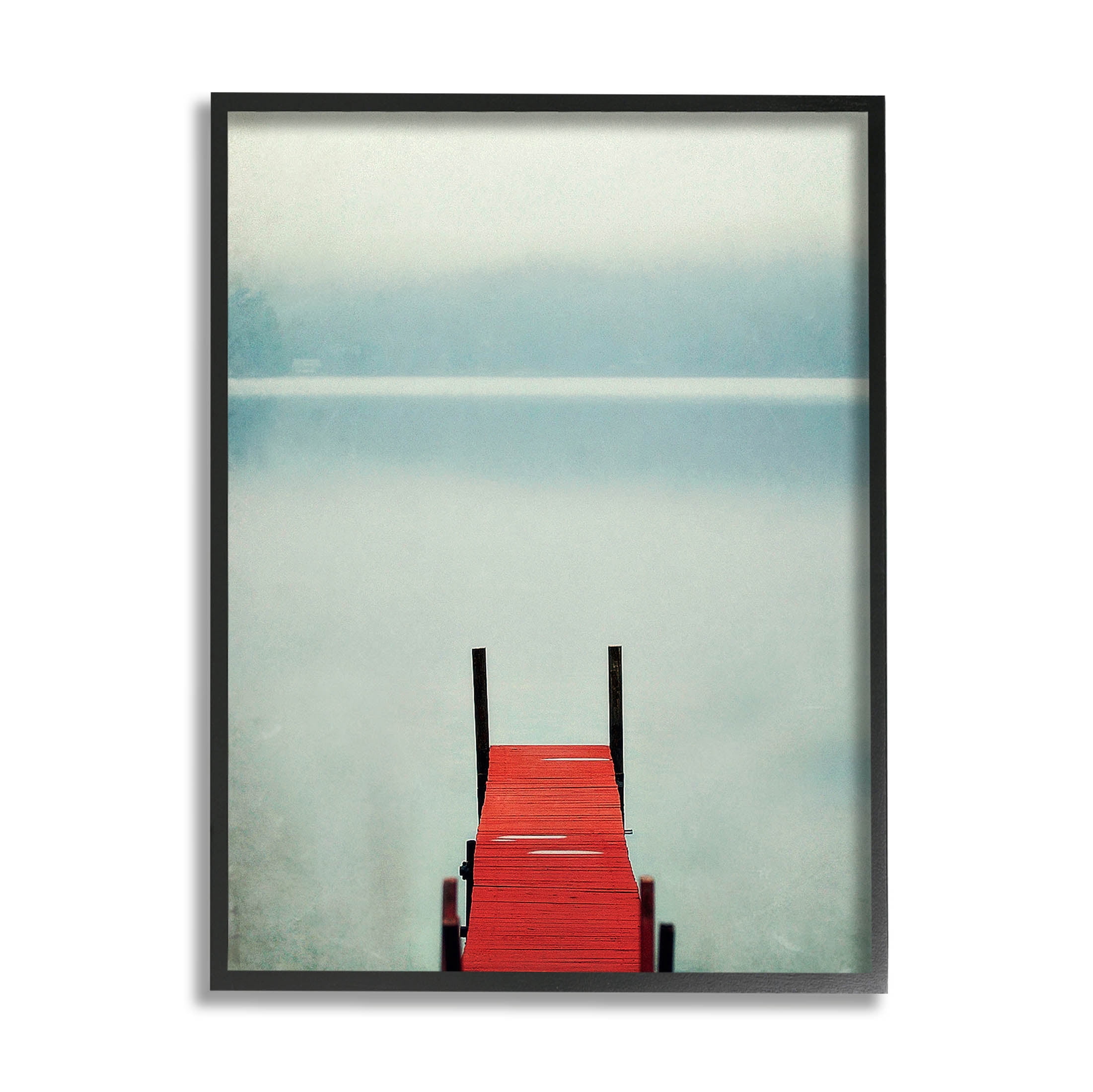 Stupell Industries Misty Red Dock Scene Photograph Black Framed Art Print Wall Art, Design by Carrie Ann Grippo-Pike