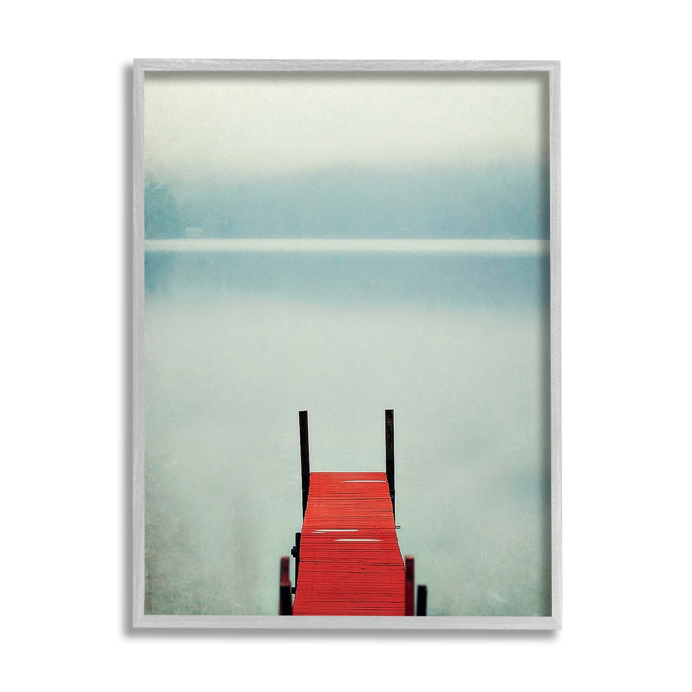 Stupell Industries Misty Red Dock Scene Photograph Gray Framed Art Print Wall Art, Design by Carrie Ann Grippo-Pike