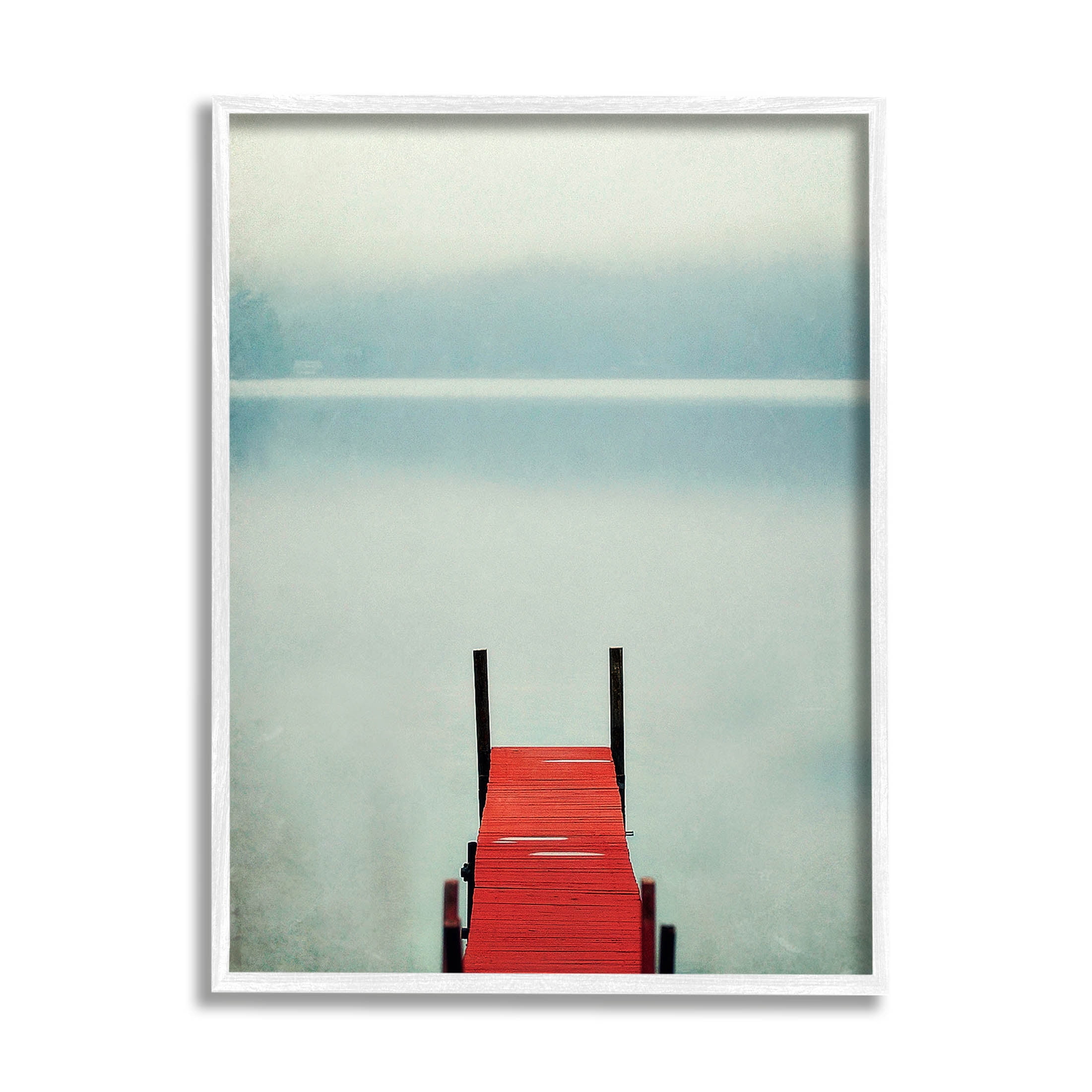 Stupell Industries Misty Red Dock Scene Photograph White Framed Art Print Wall Art, Design by Carrie Ann Grippo-Pike