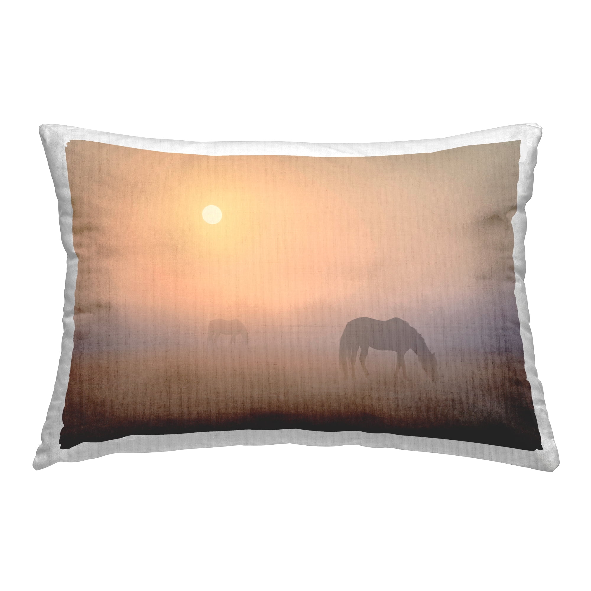 Stupell Industries Misty Sunlit Horses Decorative Printed Throw Pillow Design by Marty Hulsebos.