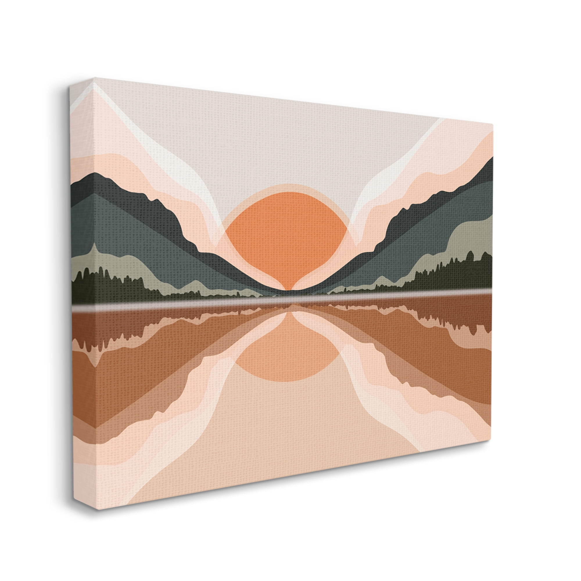 Stupell Industries Misty Sunrise Geometric Green Mountain Lake Reflection, 16 x 20, Designed by Ros Ruseva