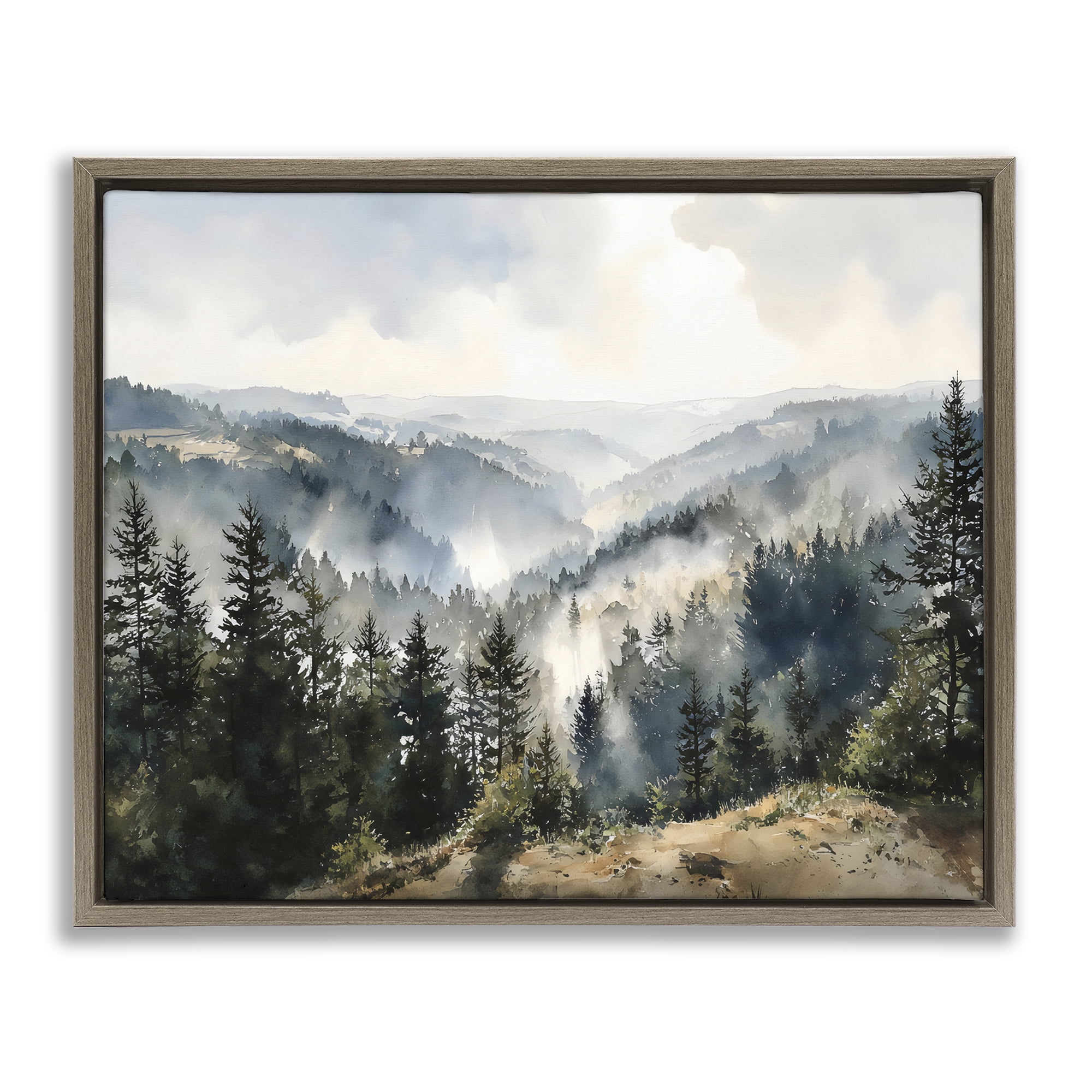 Stupell Industries Misty Tree Tops Vista Brown Framed Floater Canvas Wall Art, design by Franklyn Gregory