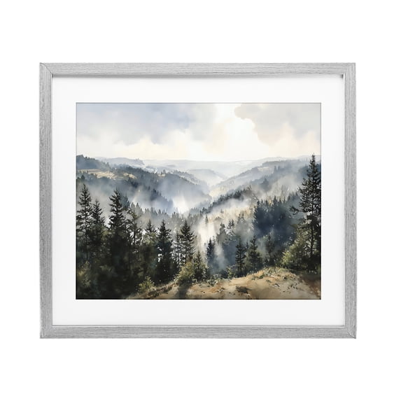 Stupell Industries Traditional Misty Tree Tops Vista Gray Framed Print Under Glass, 21 x 17, by Franklyn Gregory