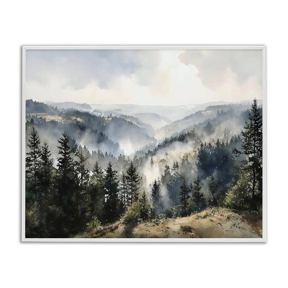 Stupell Industries Traditional Misty Tree Tops Vista White Framed Giclee Art, 14 x 11, by Franklyn Gregory