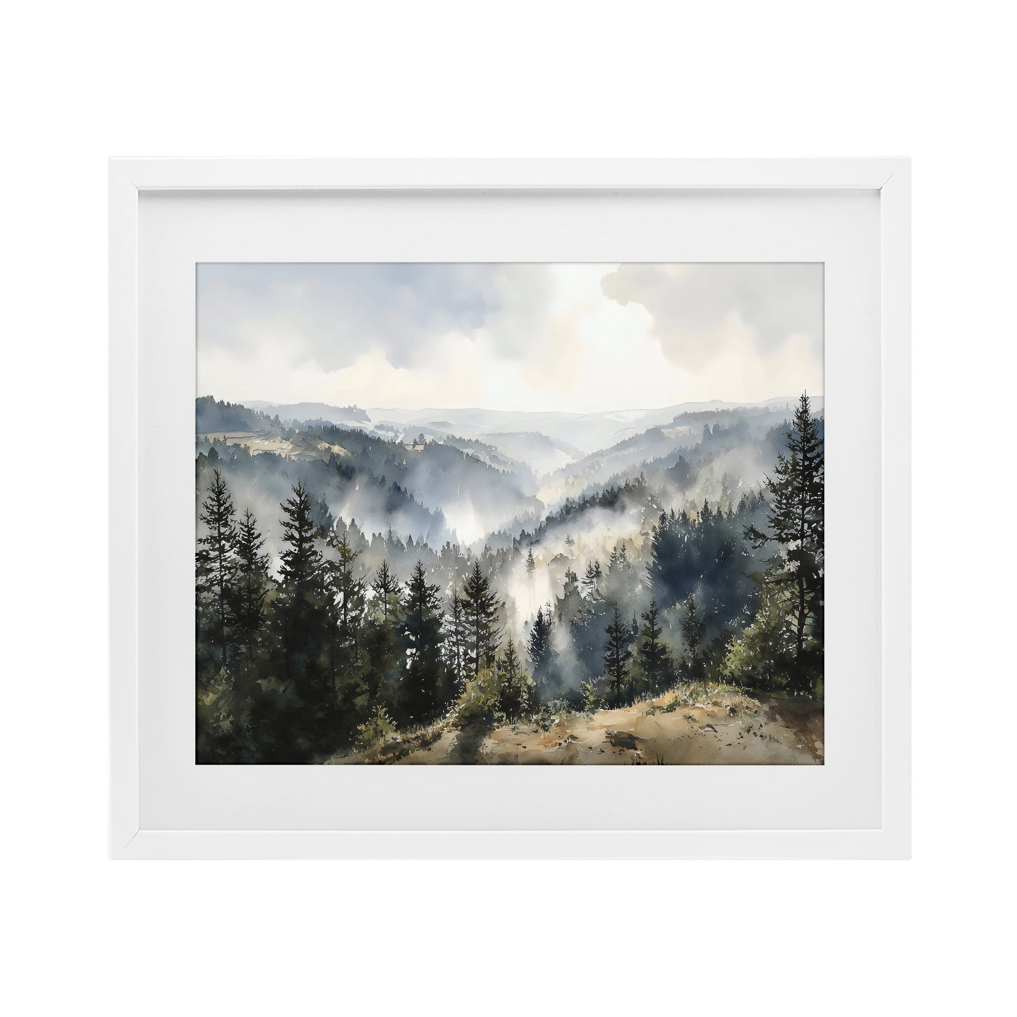 Stupell Industries Misty Tree Tops Vista White Framed Print Under Glass, design by Franklyn Gregory