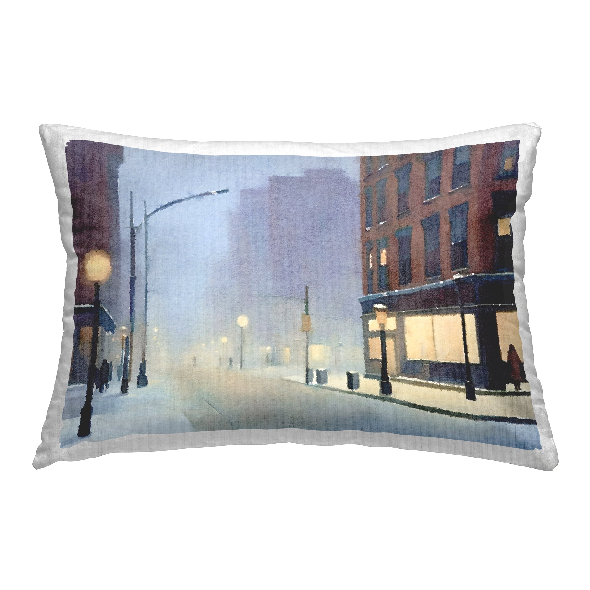Stupell Industries Misty Winter City Street Decorative Printed Throw Pillow Design by Noah Bay.