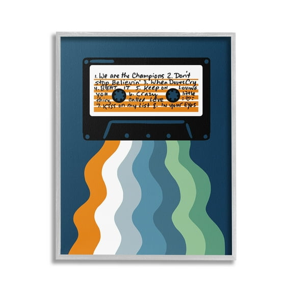 Stupell Industries Mix Tape Cassette Novelty Painting Gray Framed Art Print Wall Art, 24 x 30
