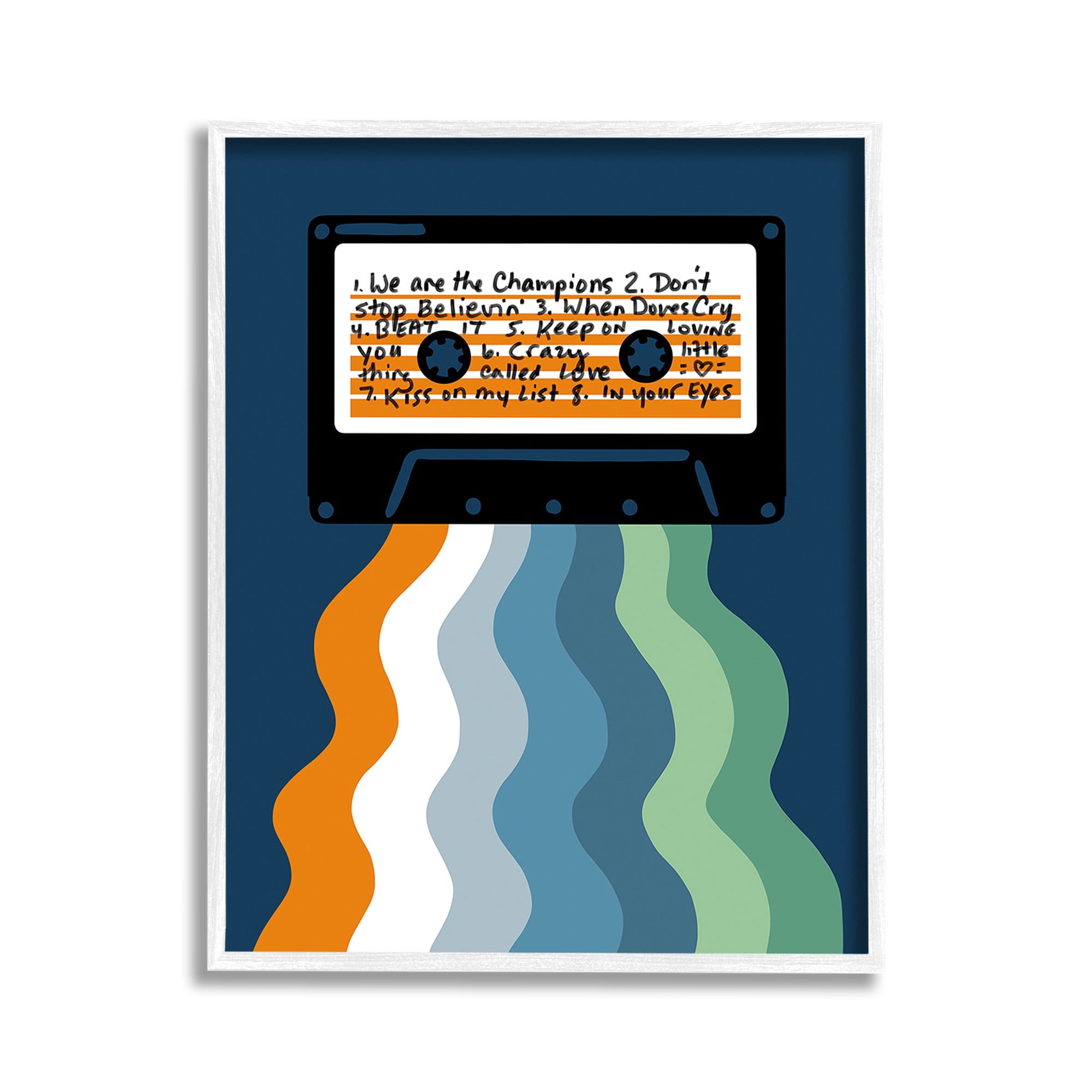 Stupell Industries Mix Tape Cassette Novelty Painting White Framed Art Print Wall Art, 11 x 14