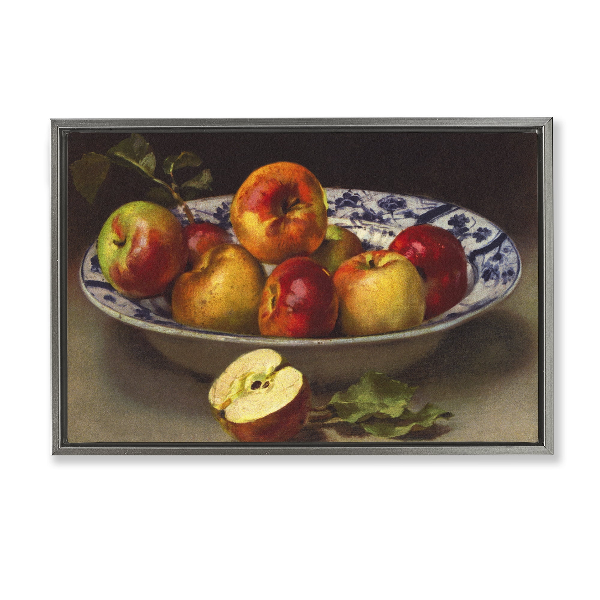 Stupell Industries Mixed Apples Still Life Food & Beverage Painting Gray Floater Framed Canvas Art Print Wall Art, 25 x 17