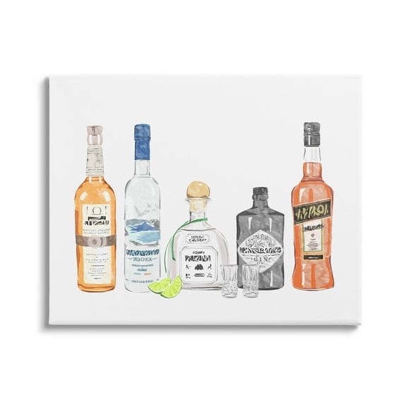 Stupell Industries Mixed Bar Liquor Bottles Graphic Art Gallery Wrapped Canvas Print Wall Art, Design by Ziwei Li