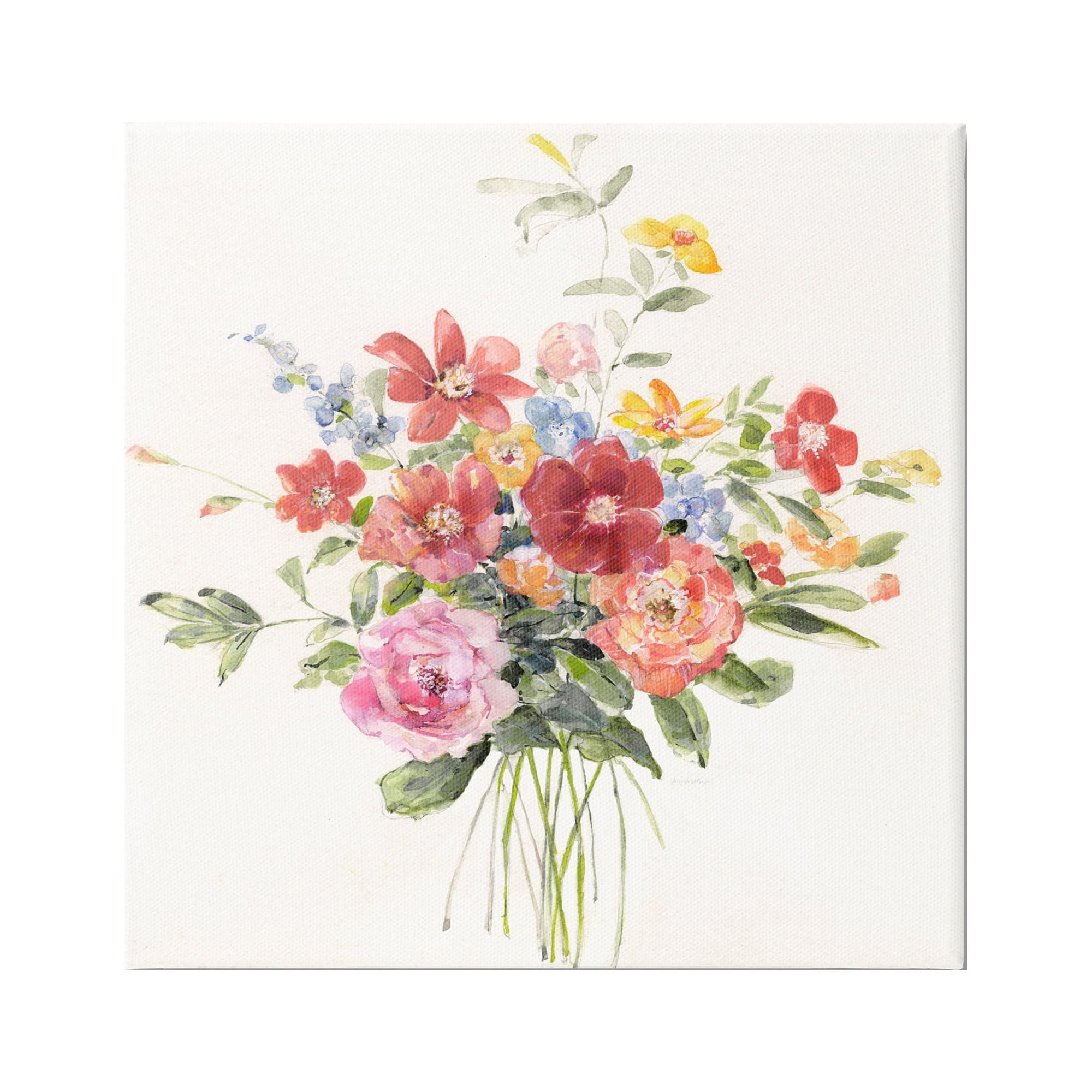 Stupell Industries Mixed Blooming Flowers Botanical & Floral Painting Gallery Wrapped Canvas Art Print Wall Art, 36 x 36
