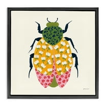 Stupell Industries Mixed Blooms Beetle Insects Painting Black Floater Framed Canvas Art Print Wall Art, 18 x 18