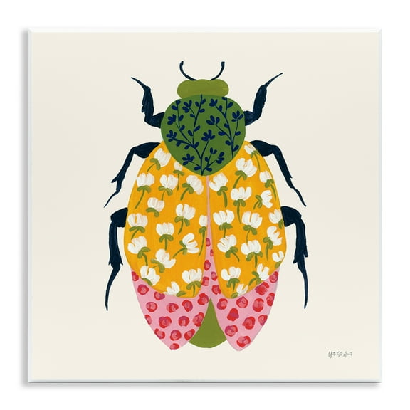 Stupell Industries Mixed Blooms Beetle Insects Painting Unframed Art Print Wall Art, 12 x 12