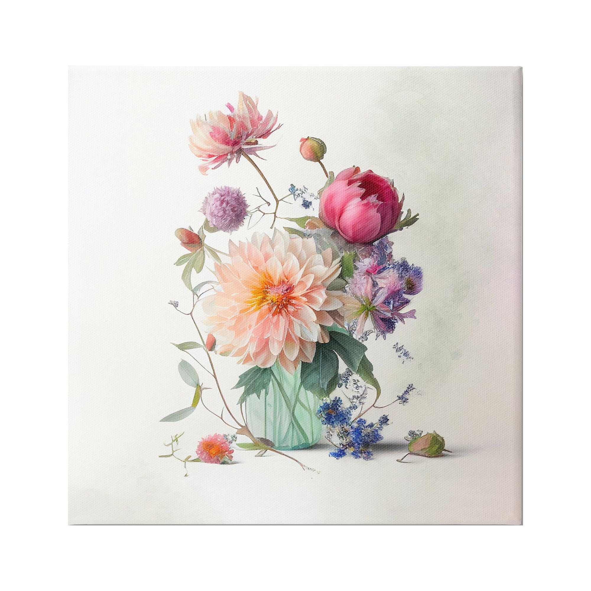 Stupell Industries Mixed Blooms Bouquet Botanical & Floral Painting Gallery Wrapped Canvas Art Print Wall Art, 24 x 24