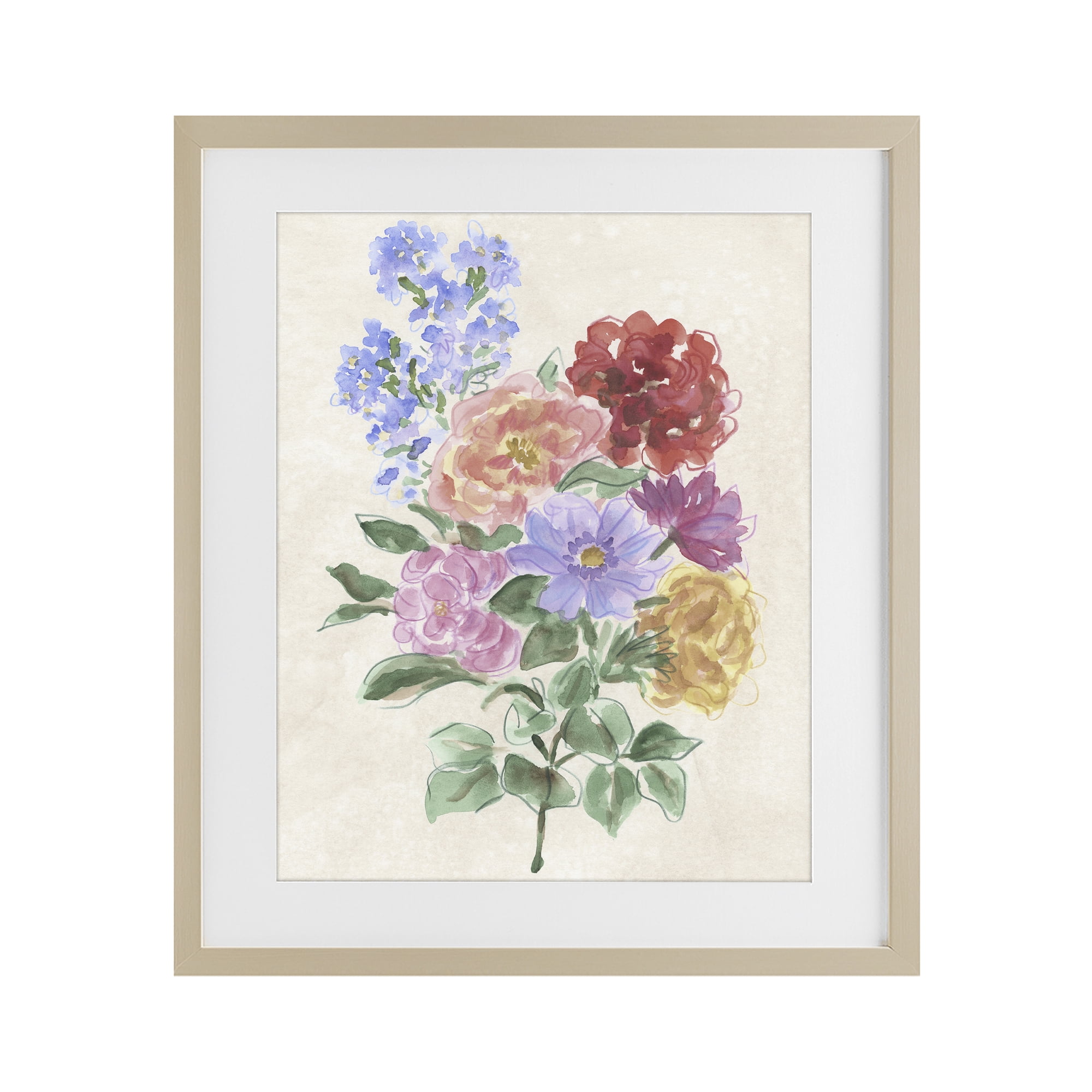 Stupell Industries Mixed Blooms on Parchment Birch Framed Print Under Glass, design by June Erica Vess