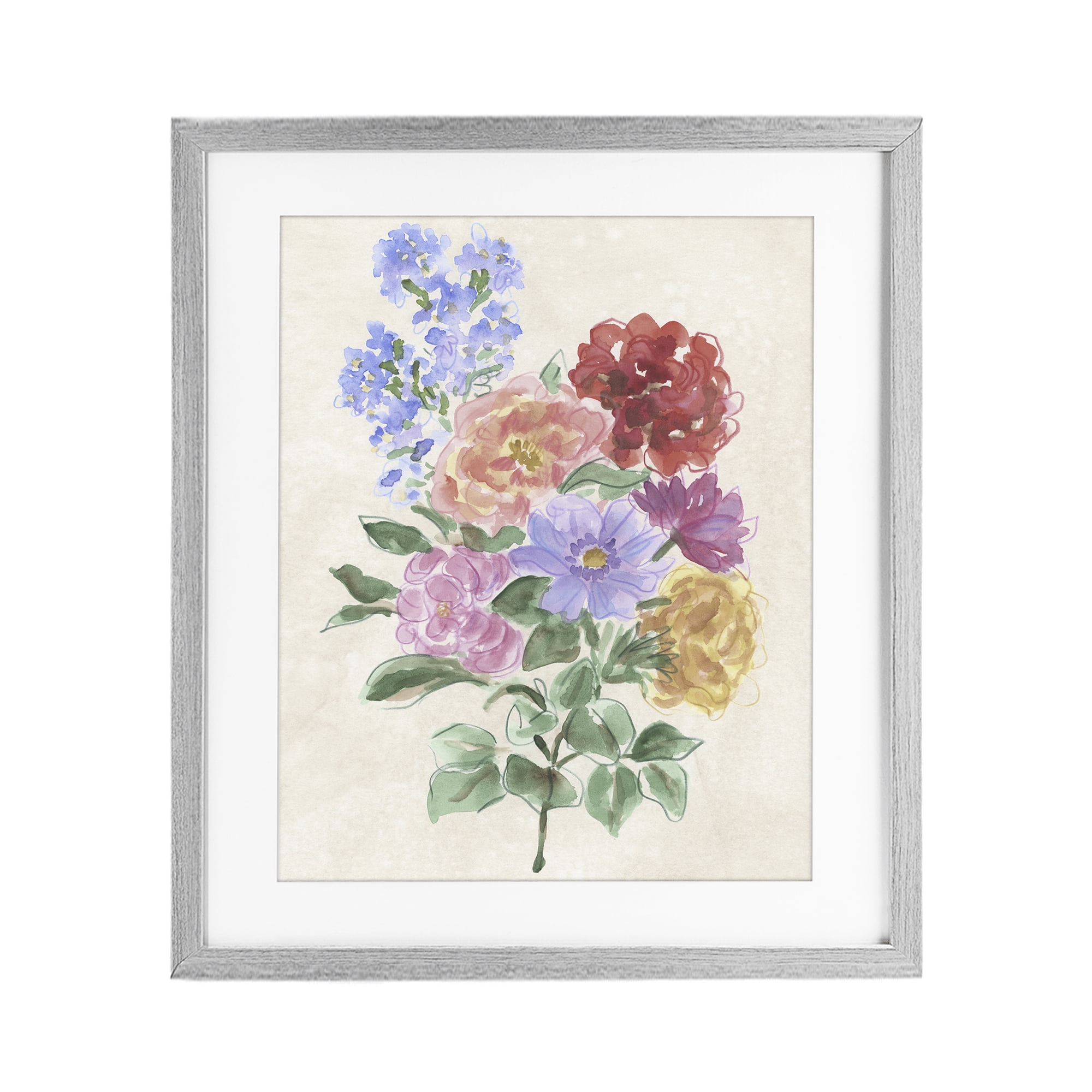 Stupell Industries Mixed Blooms on Parchment Gray Framed Print Under Glass, design by June Erica Vess