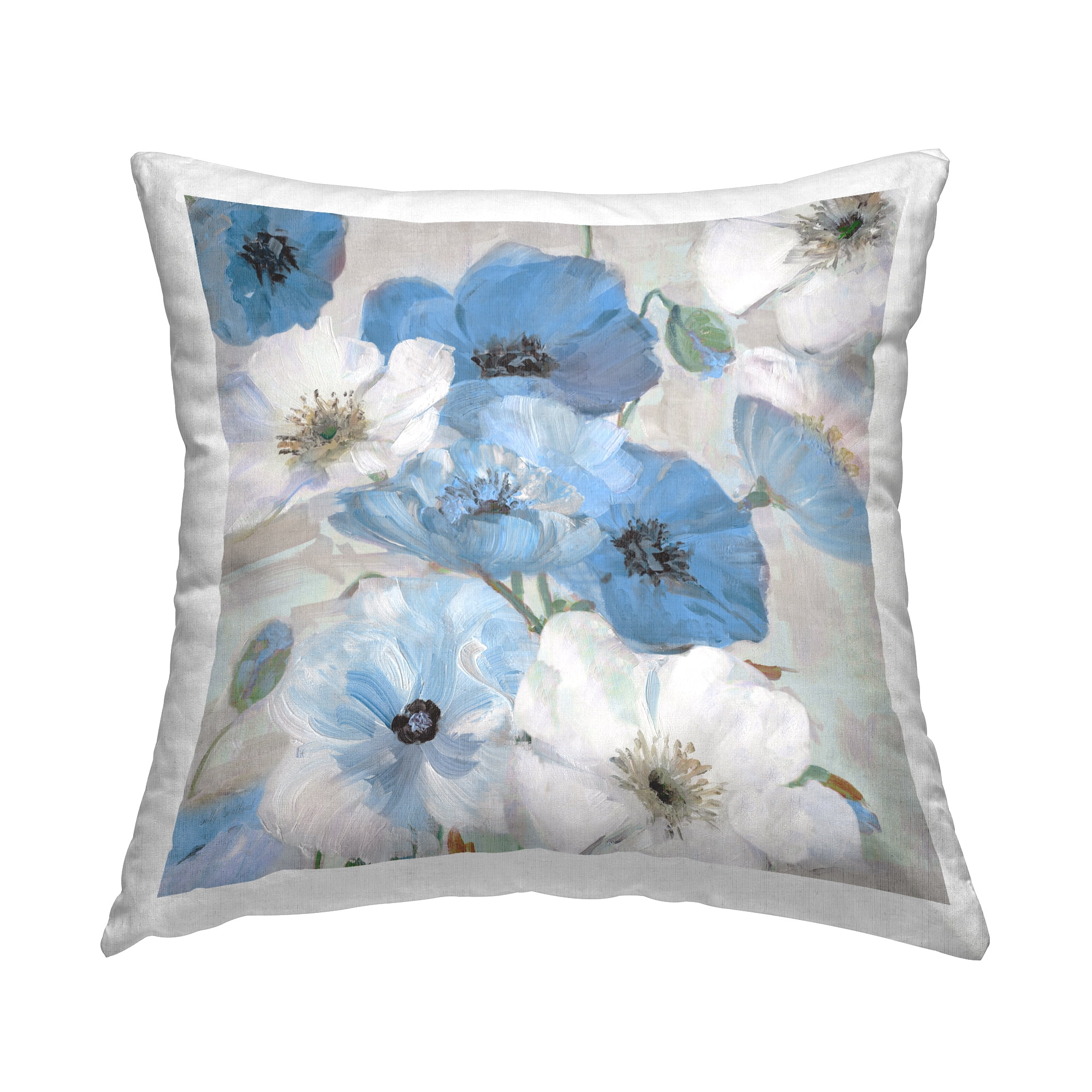 Stupell Industries Mixed Blue & White Blooms Decorative Printed Throw Pillow Design by Sally Swatland.