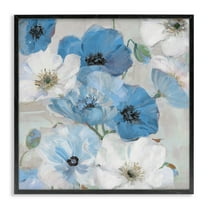 Stupell Industries Mixed Blue & White Blooms Plants & Flowers Painting Black Framed Art Print Wall Art, 12 x 12