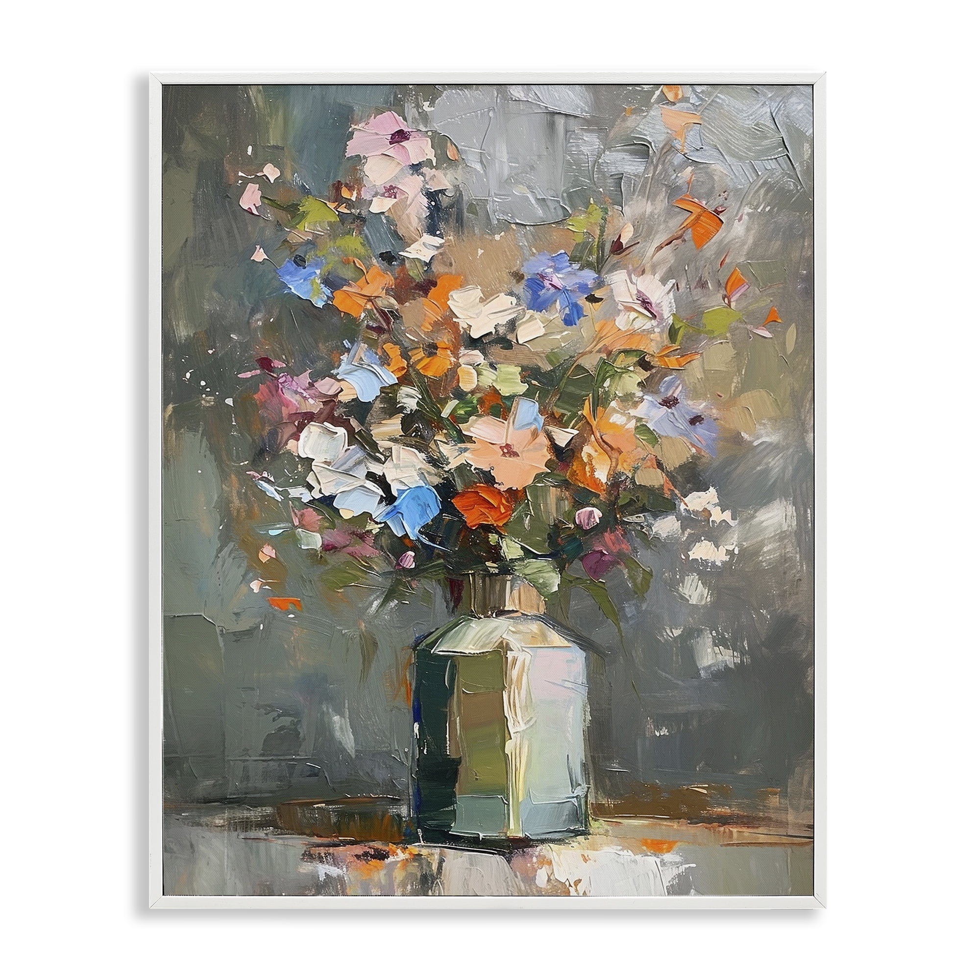 Stupell Industries Mixed Bold Bouquet Botanical & Floral Painting White Framed Art Print Wall Art, 11 x 14