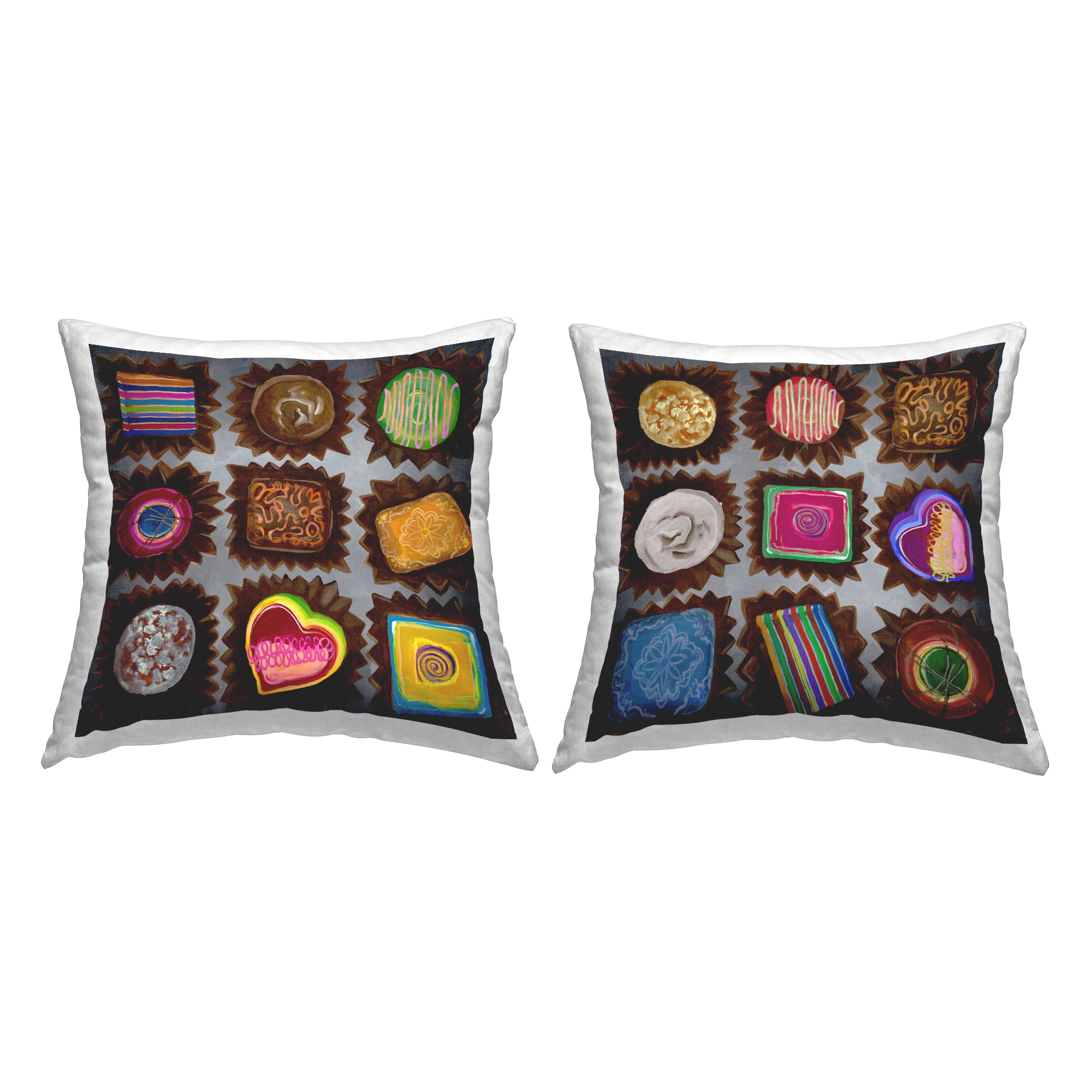 Stupell Industries Mixed Box of Chocolates Decorative Printed Throw Pillow Design by Liz Jardine.