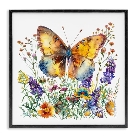 Stupell Industries Eclectic Mixed Butterfly Garden Black Framed Giclee Art, 12 x 12, by LSR Design Studio