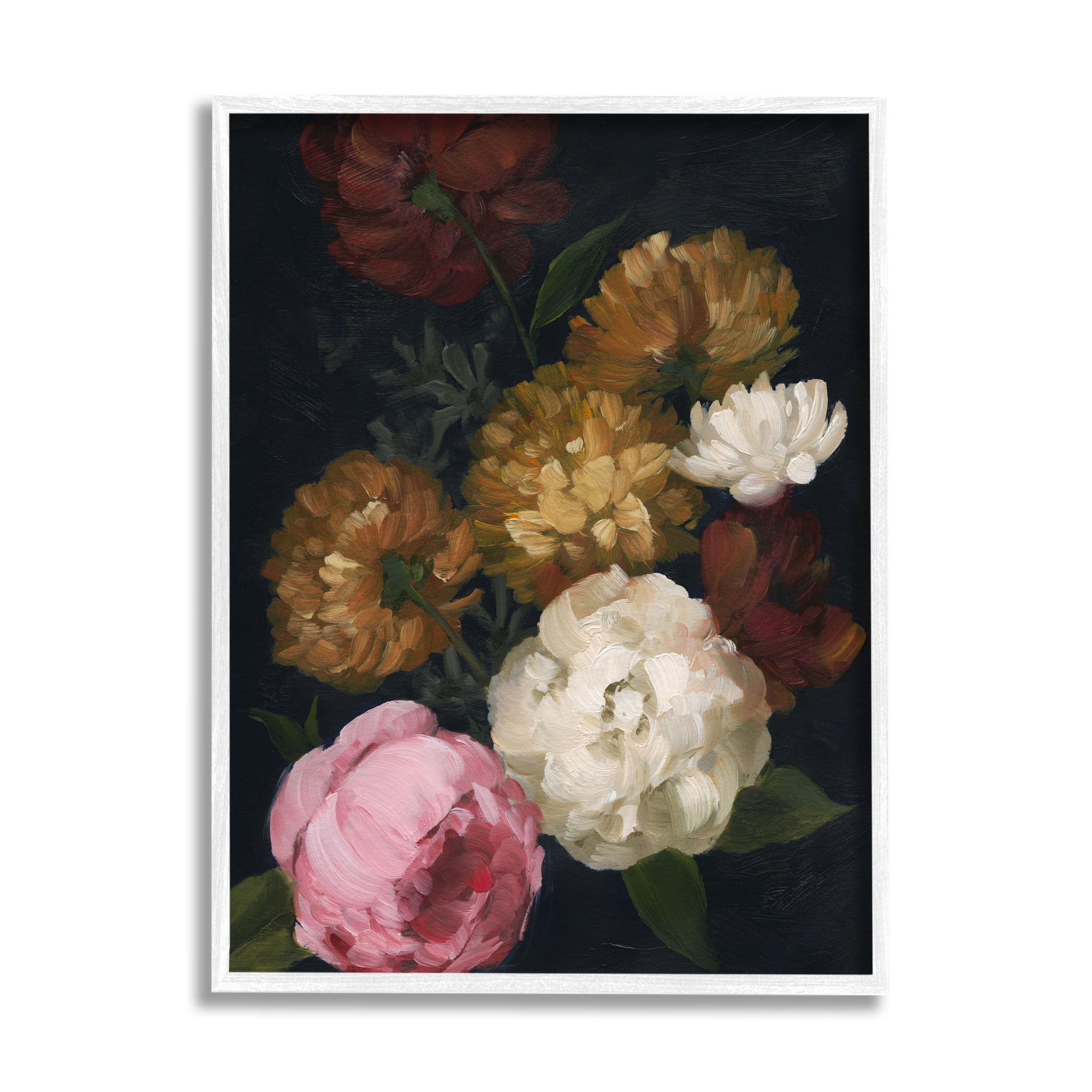 Stupell Industries Mixed Carnations Bouquet Botanical & Floral Painting White Framed Art Print Wall Art, 24 x 30
