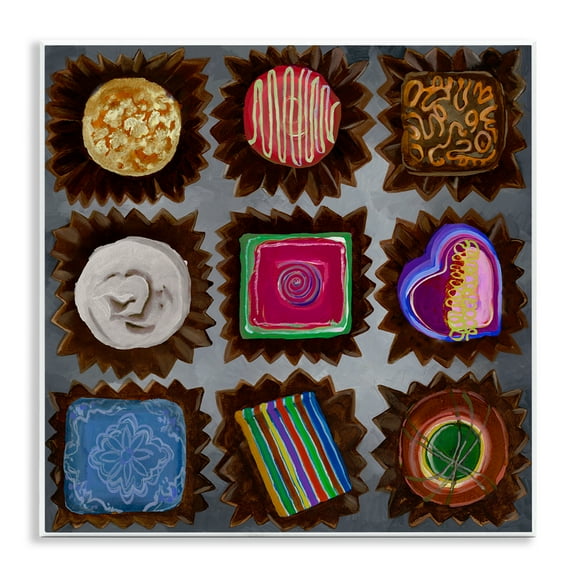 Stupell Industries Mixed Chocolate Pieces Food & Beverage Painting Unframed Art Print Wall Art, 12 x 12