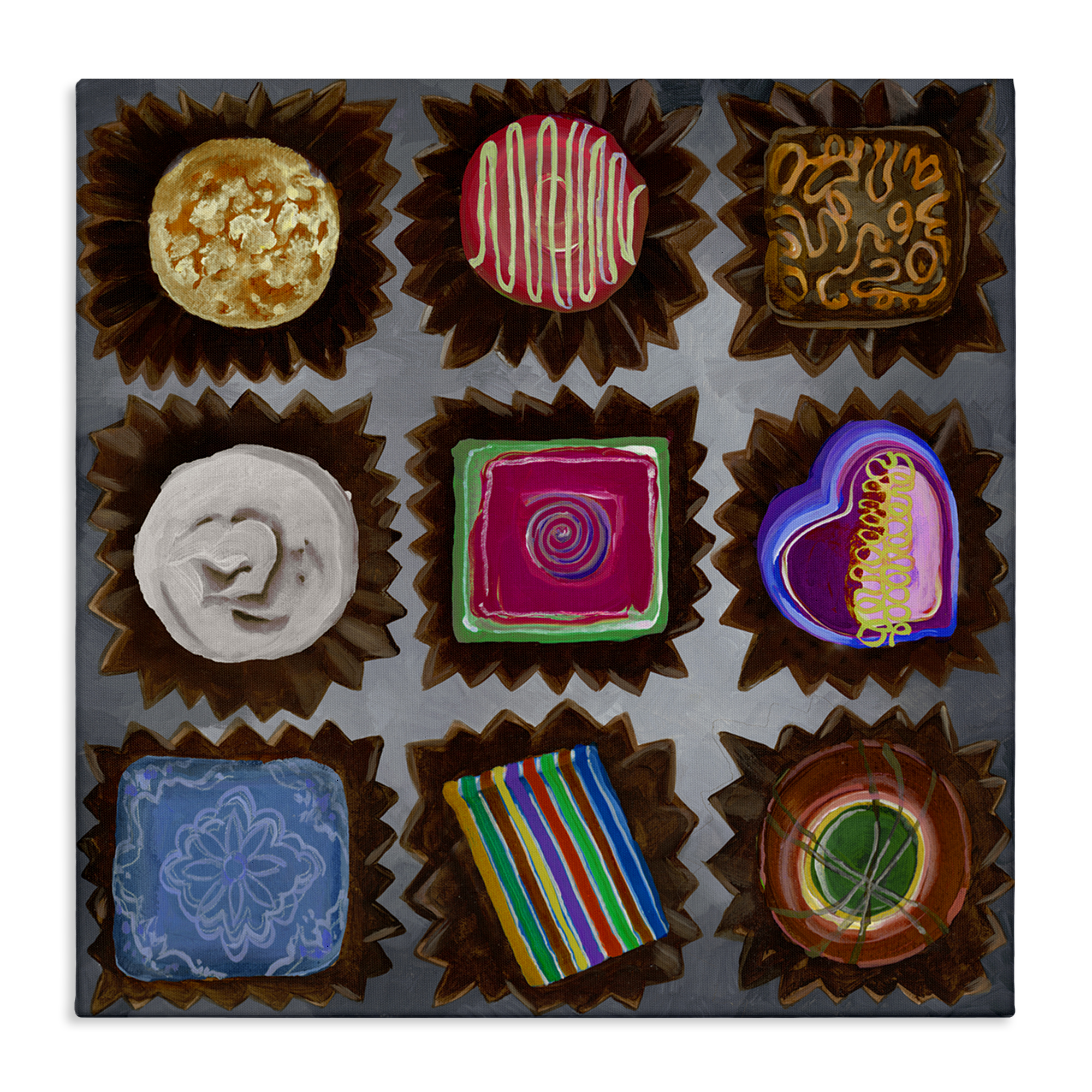 Stupell Industries Mixed Chocolate Pieces Food & Beverage Painting Wrapped Canvas Art Print Wall Art, 24 x 24