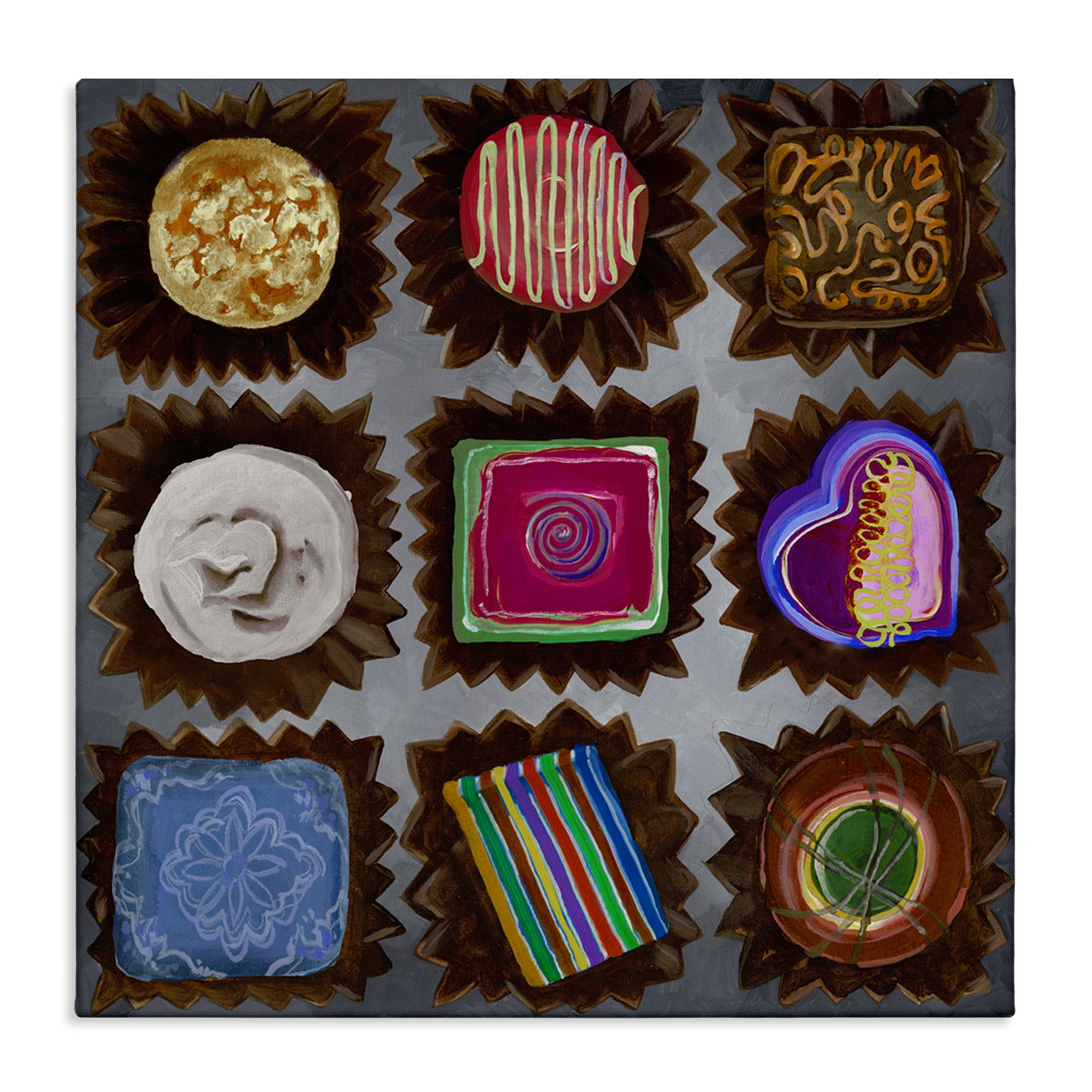 Stupell Industries Mixed Chocolate Pieces Food & Beverage Painting Wrapped Canvas Art Print Wall Art, 30 x 30