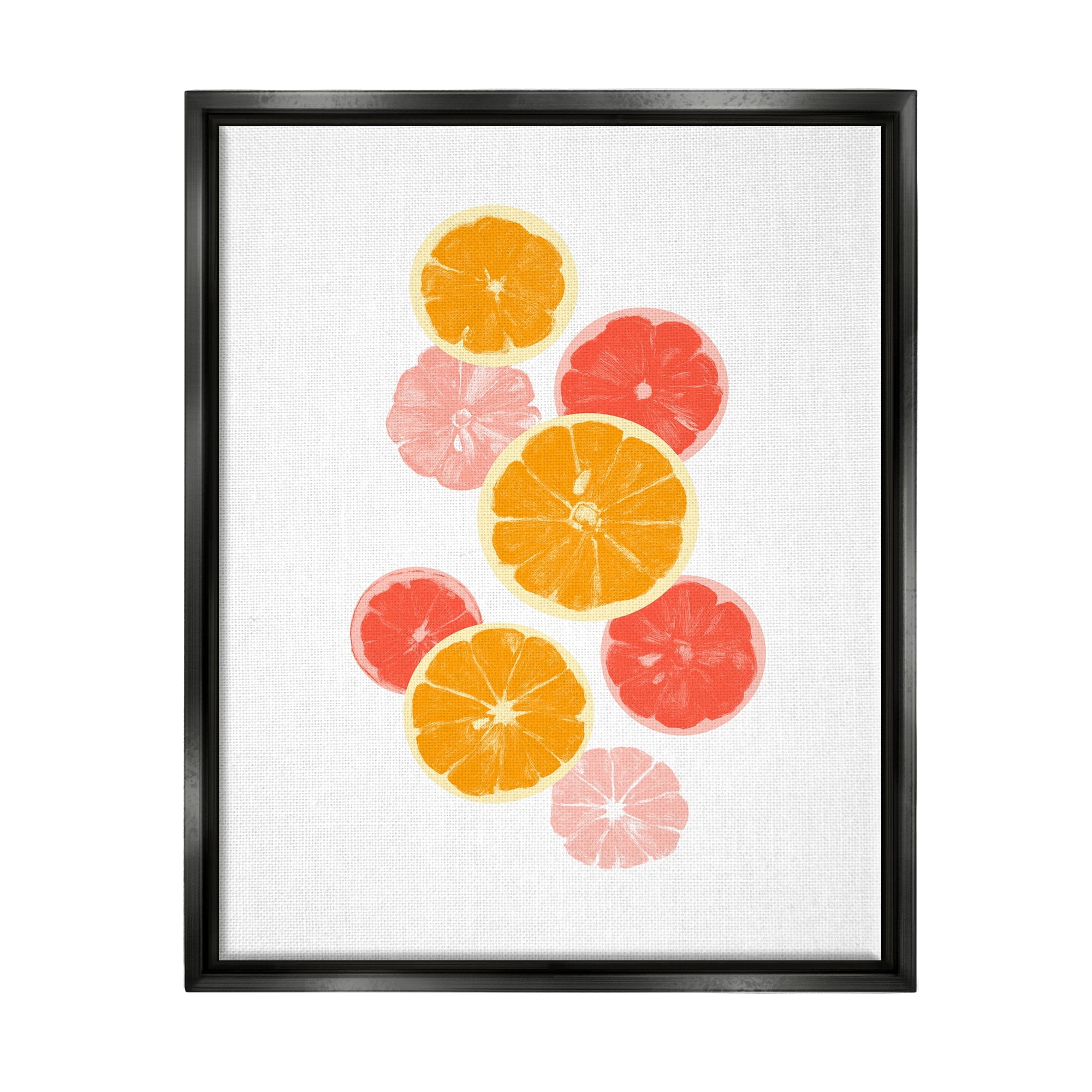Stupell Industries Mixed Citrus Fruit Slices Casual Summer Kitchen Graphic Art Jet Black Floating Framed Canvas Print Wall Art, Design by Emma Caroline