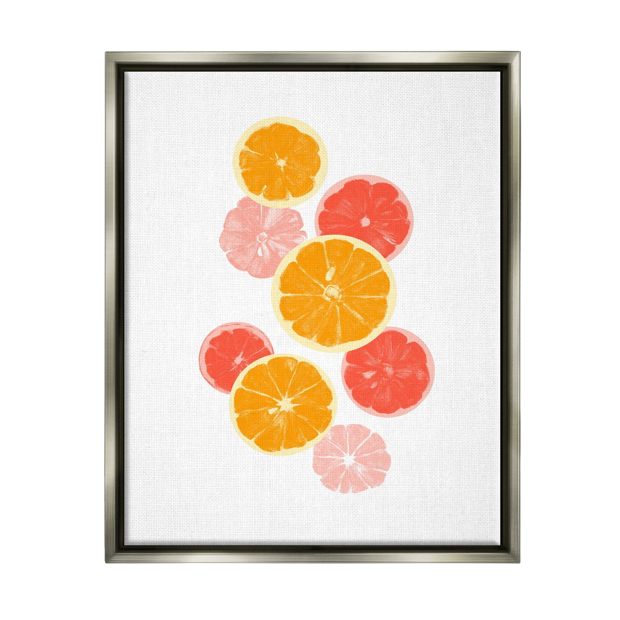 Stupell Industries Mixed Citrus Fruit Slices Casual Summer Kitchen Graphic Art Luster Gray Floating Framed Canvas Print Wall Art, Design by Emma Caroline