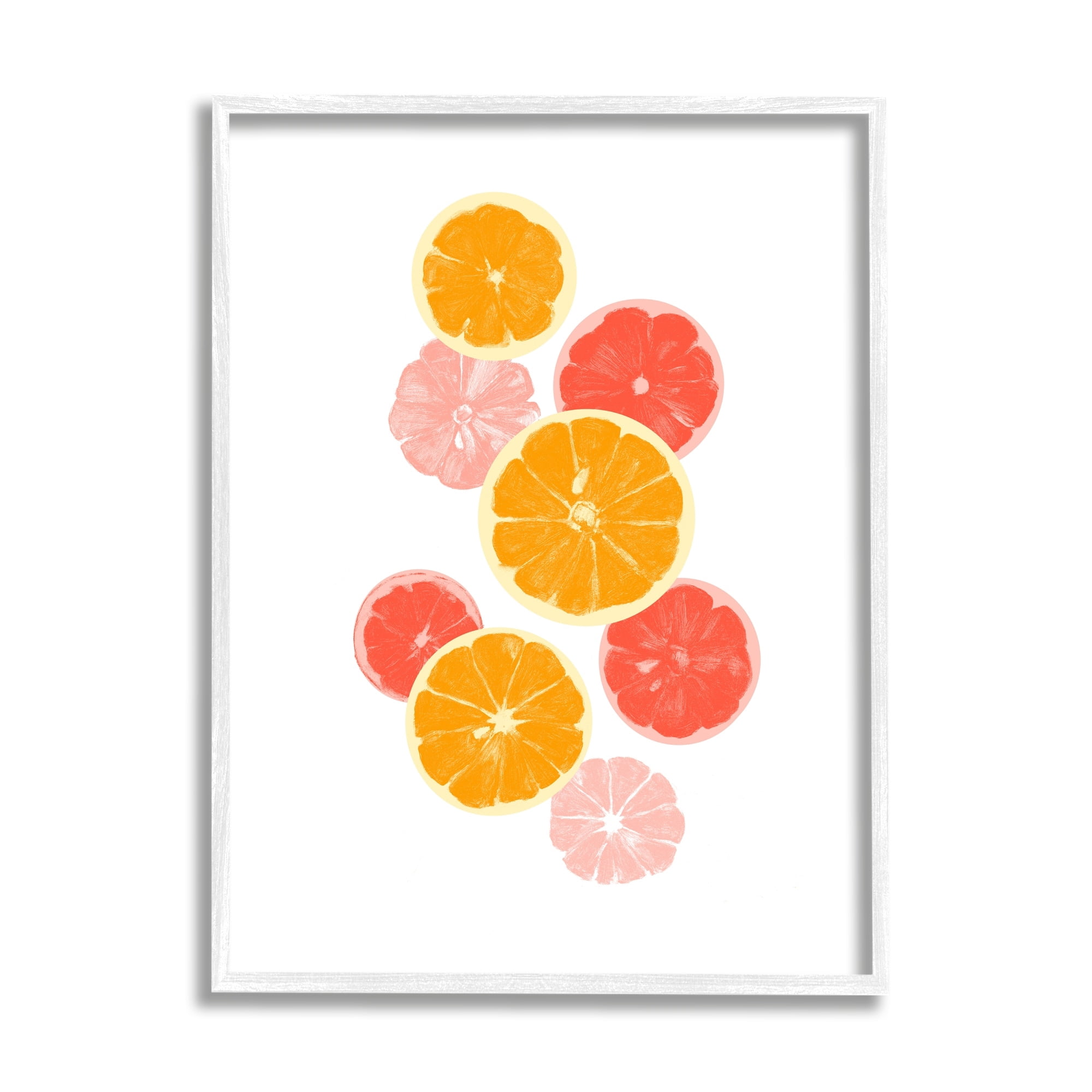Stupell Industries Mixed Citrus Fruit Slices Casual Summer Kitchen Graphic Art White Framed Art Print Wall Art, Design by Emma Caroline