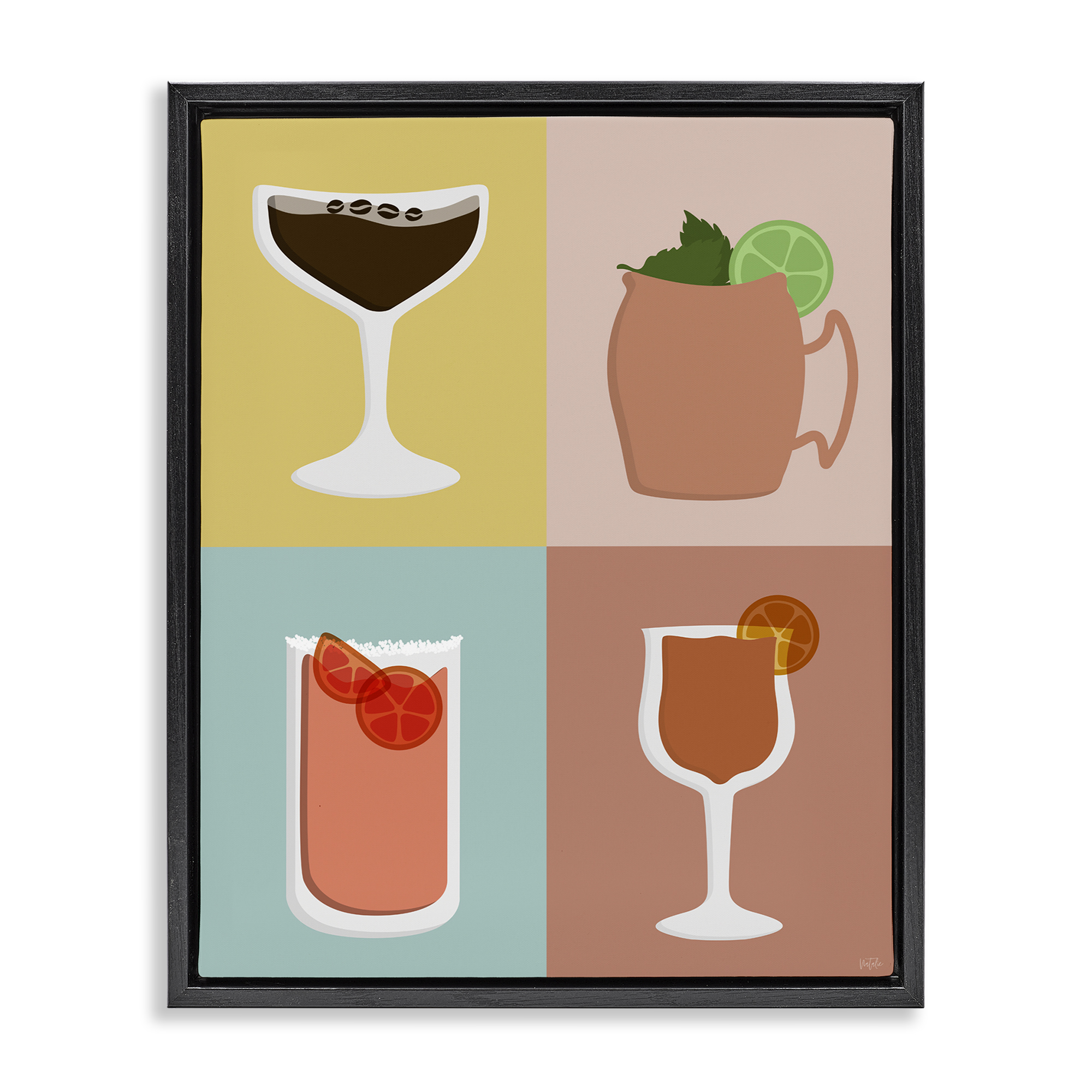 Stupell Industries Mixed Cocktail Drinks Food & Beverage Painting Black Floater Framed Canvas Art Print Wall Art, 25 x 31