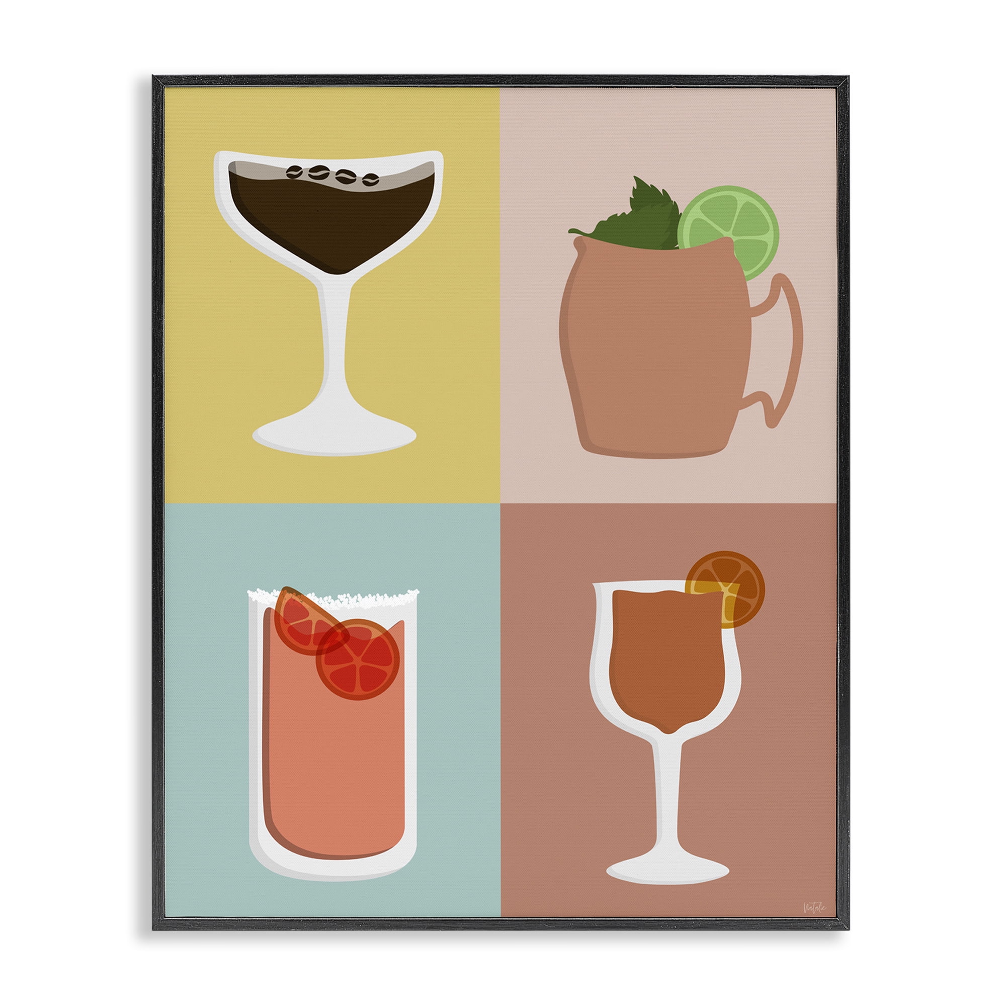 Stupell Industries Mixed Cocktail Drinks Food & Beverage Painting Black Framed Art Print Wall Art, 24 x 30