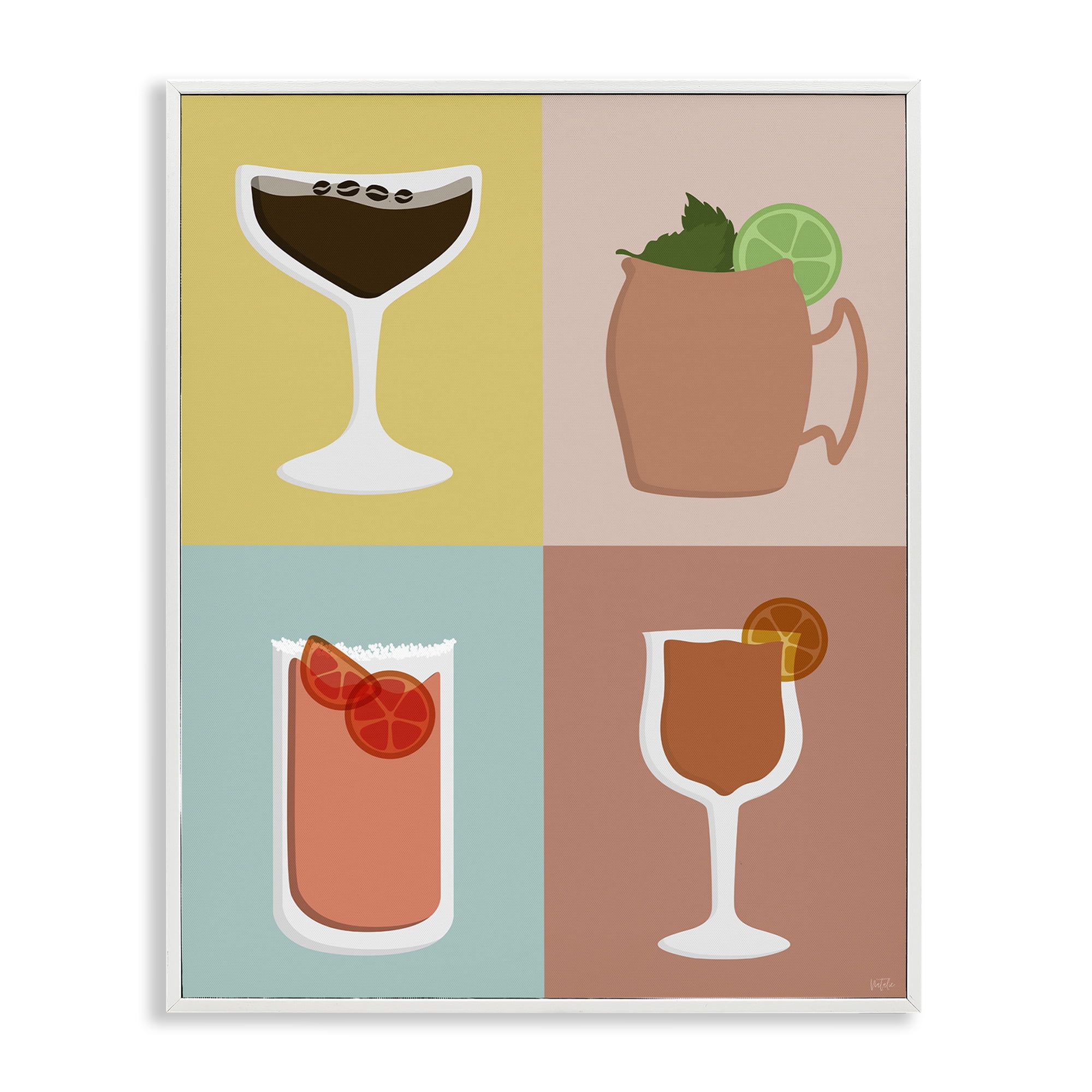 Stupell Industries Mixed Cocktail Drinks Food & Beverage Painting White Framed Art Print Wall Art, 24 x 30