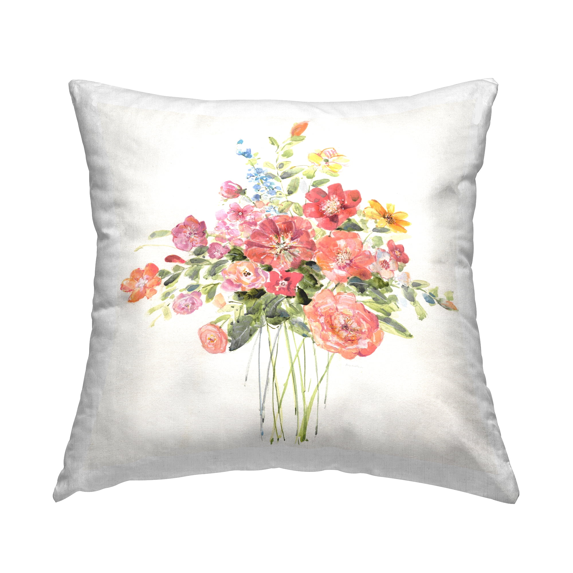 Stupell Industries Mixed Cottage Blooms Decorative Printed Throw Pillow, 18 x 18