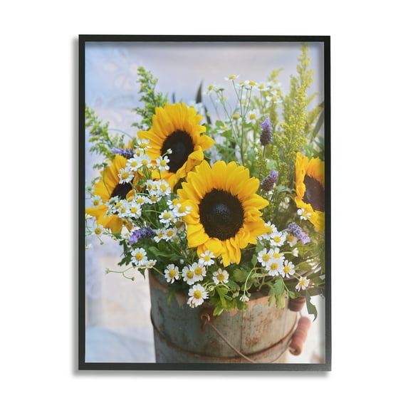 Stupell Industries Mixed Country Bouquet Botanical & Floral Photography Black Framed Art Print Wall Art, 24 x 30