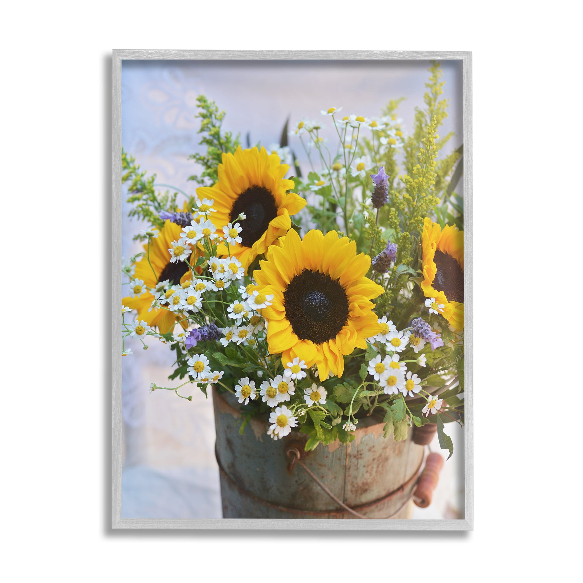Stupell Industries Mixed Country Bouquet Botanical & Floral Photography Gray Framed Art Print Wall Art, 11 x 14