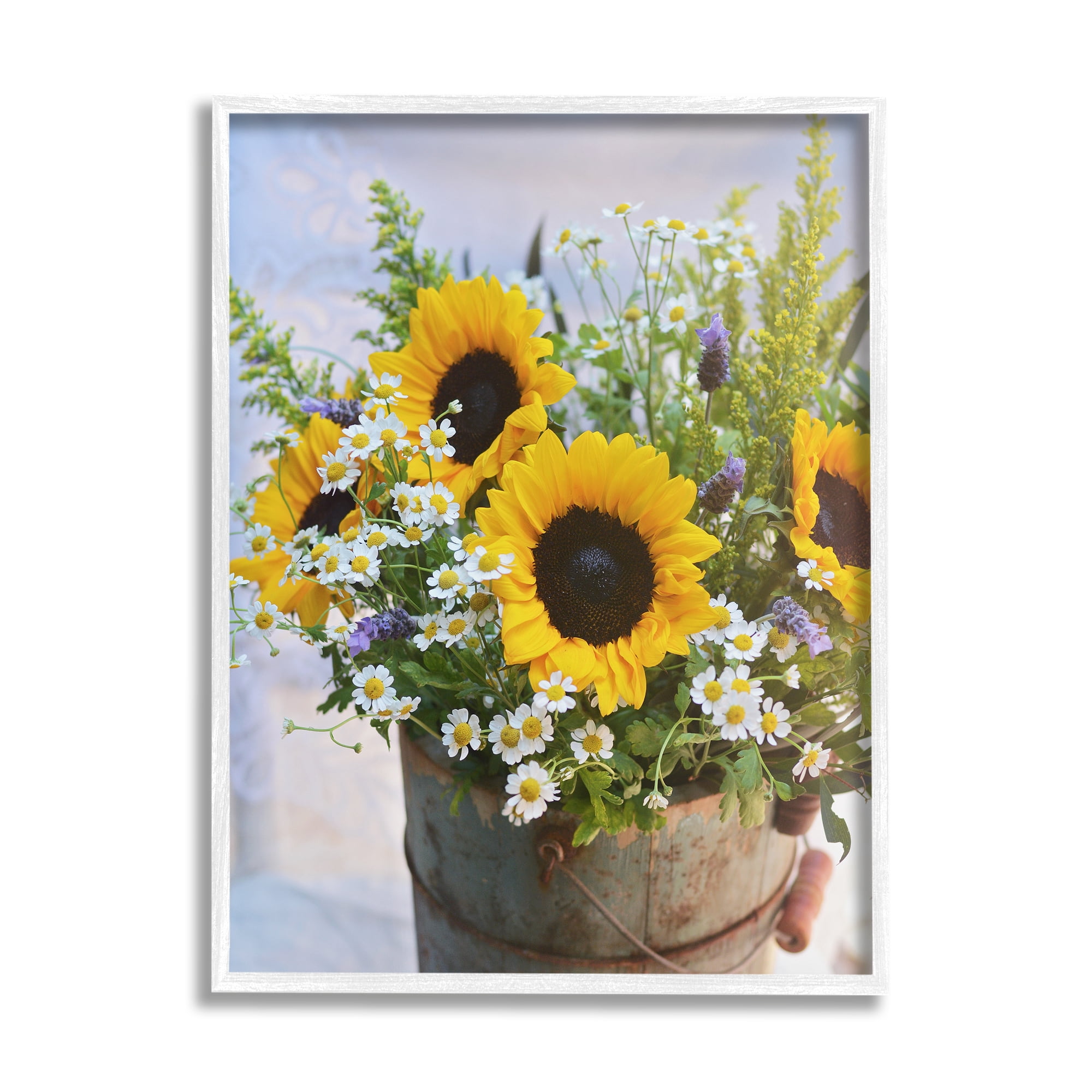 Stupell Industries Mixed Country Bouquet Botanical & Floral Photography White Framed Art Print Wall Art, 16 x 20