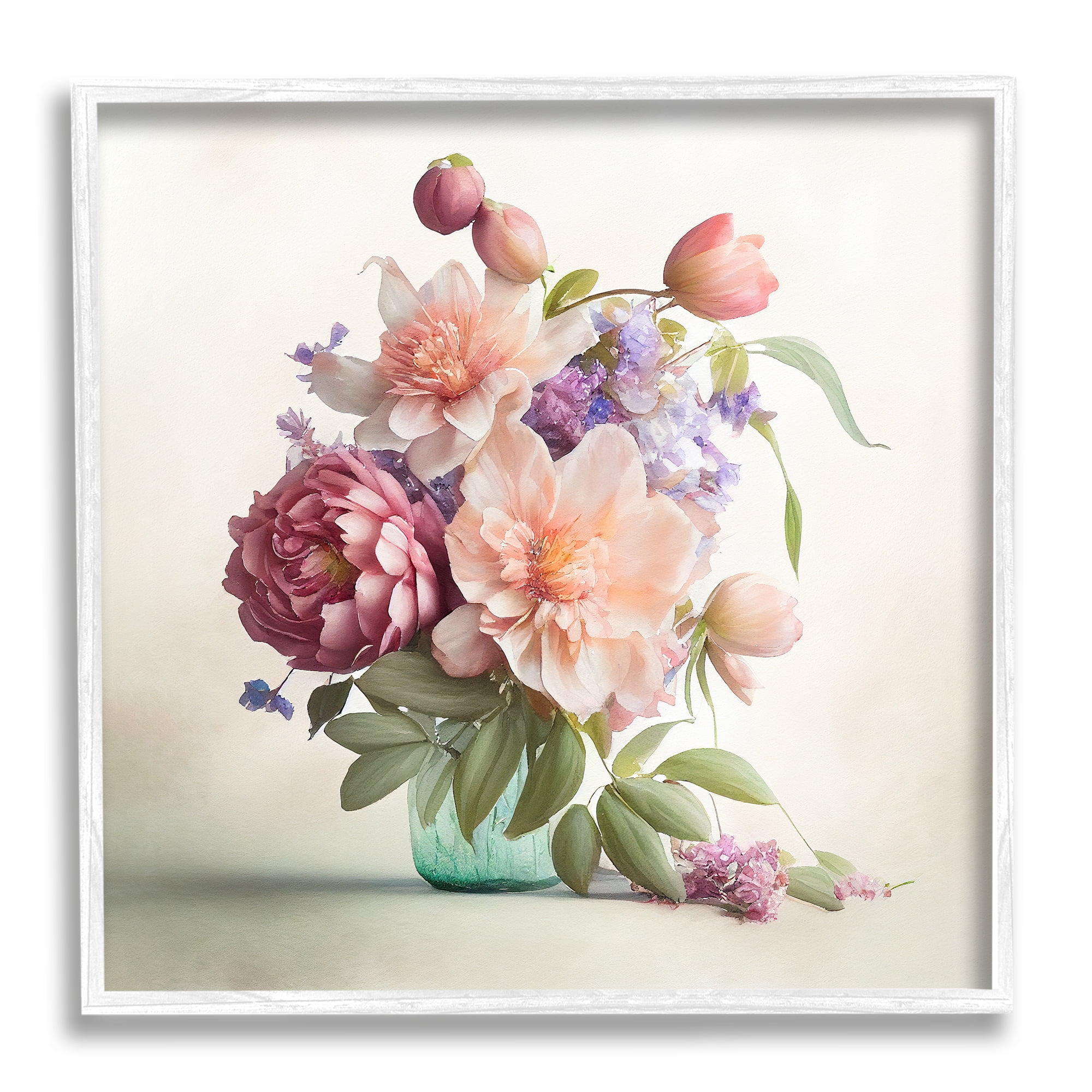 Stupell Industries Mixed Country Florals Botanical & Floral Painting White Framed Art Print Wall Art, 17 x 17