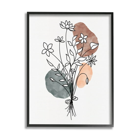 Stupell Industries Mixed Daisies Botanical Shapes Graphic Art Black Framed Art Print Wall Art, Design by JJ Design House LLC