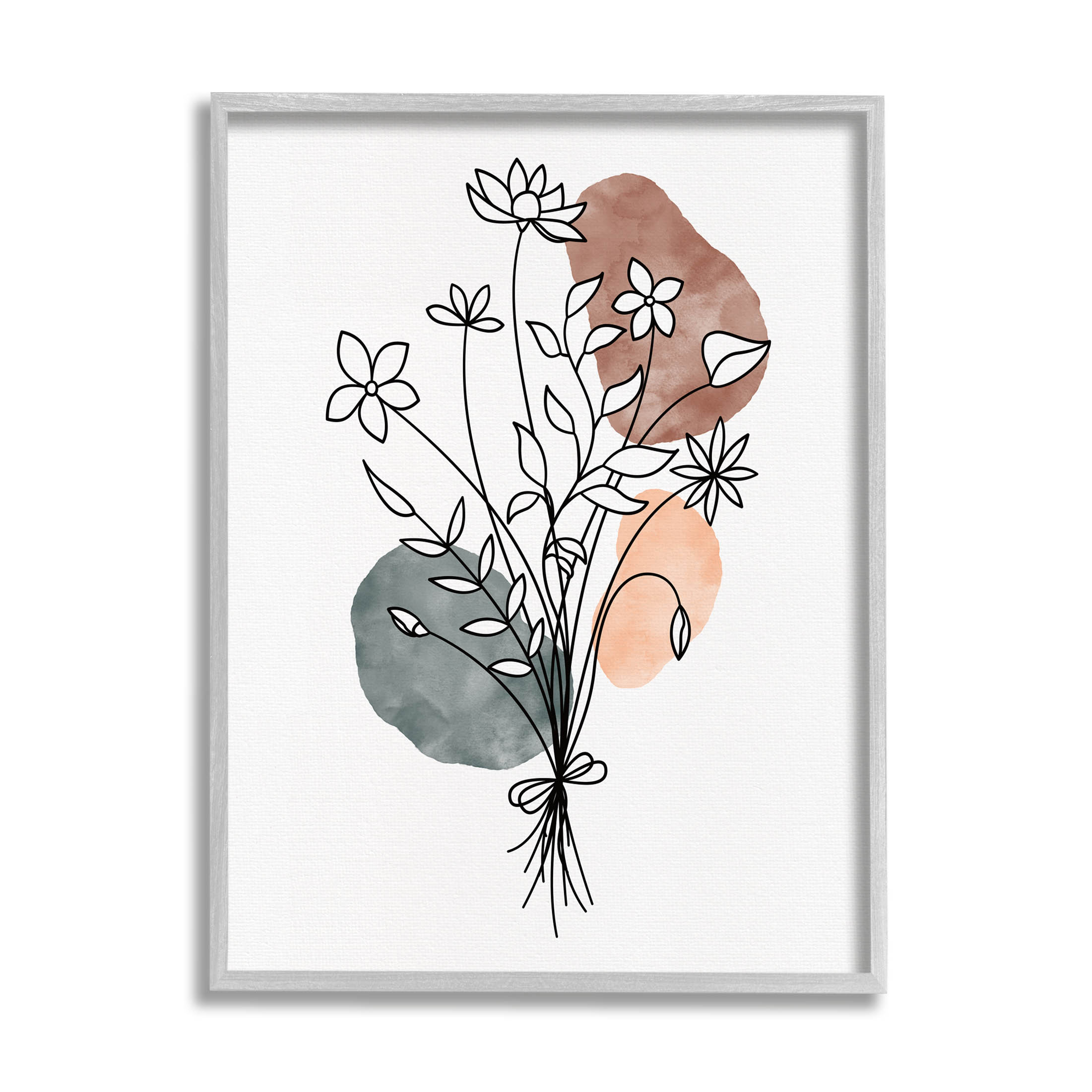 Stupell Industries Mixed Daisies Botanical Shapes Graphic Art Gray Framed Art Print Wall Art, Design by JJ Design House LLC